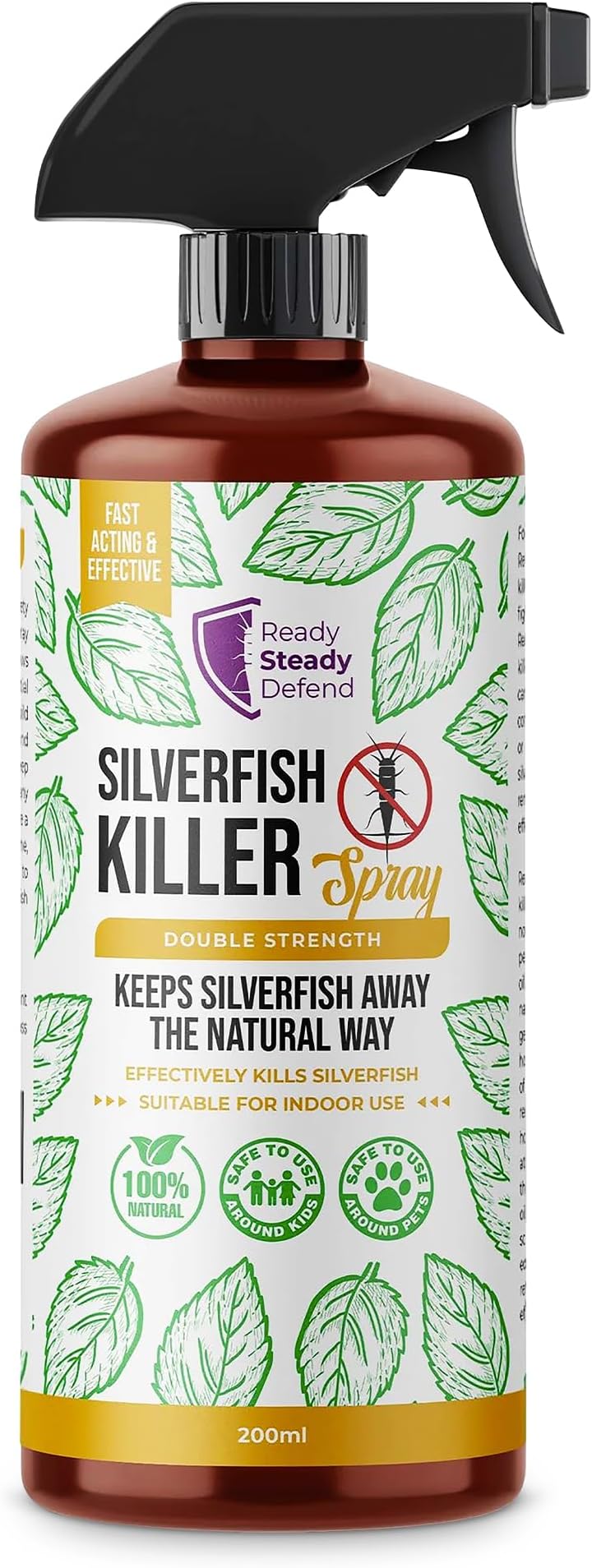 Silverfish Killer Spray 200ML - Ultimate Silverfish Killer, Effective Silverfish Spray, Fast-Acting and Long-Lasting Control for Silverfish in Homes | Indoor & Outdoor Use - Non Staining & Low- Odour