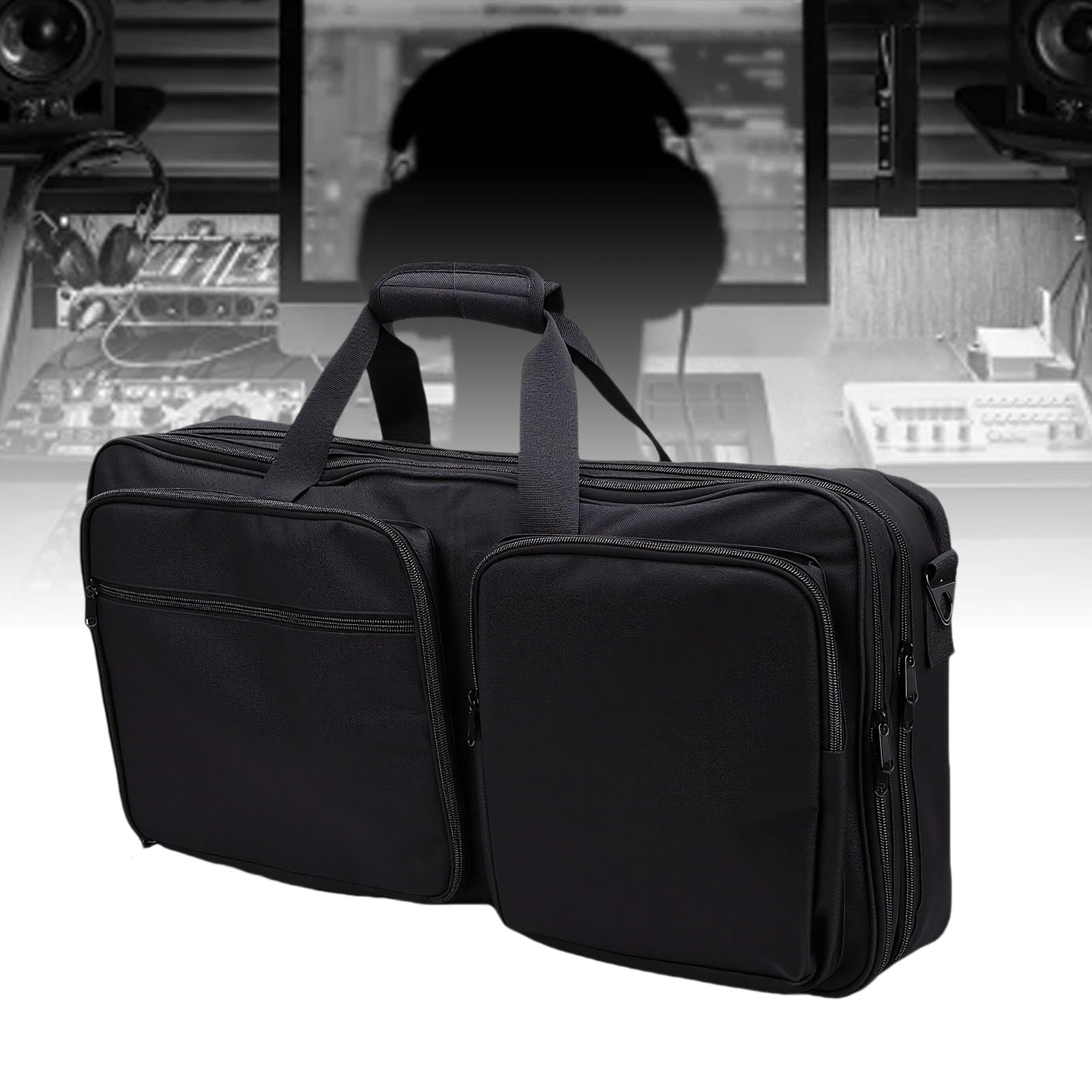 Gepolsterte DJ Controller Tasche, Leichtgewicht Aufbewahrung 61x30.5x10.2 cm mit Schultergurt für Reisen Zuhause DJ Performances