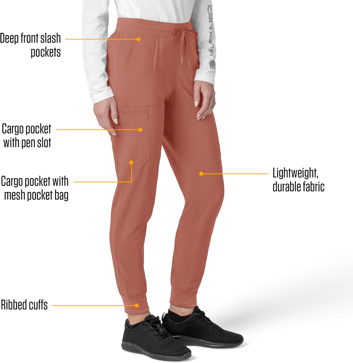 Carhartt Scrubs for Women, Force Essentials, Joggers Pants with Drawstring and 7 Pockets - Image 2