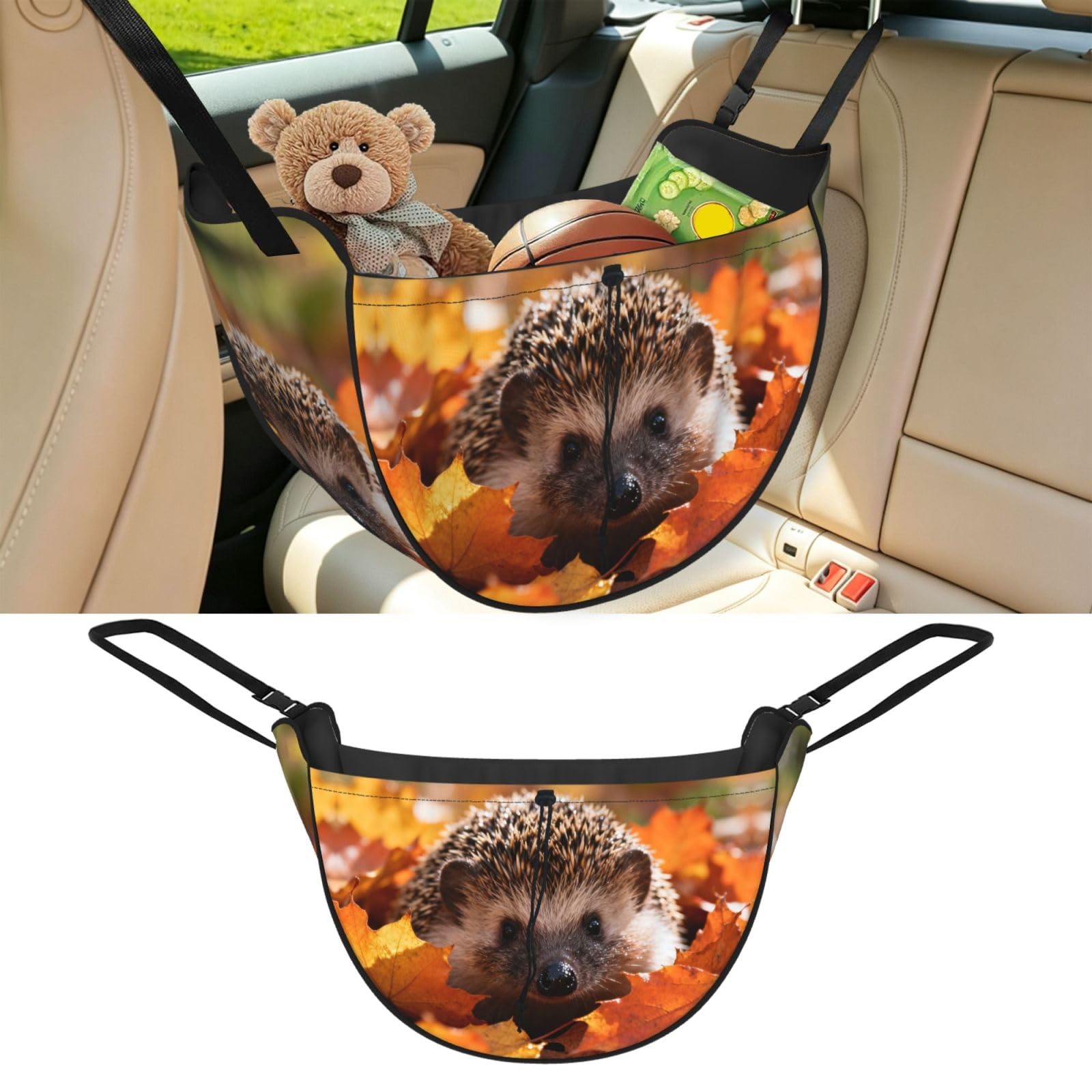 Cntdbu Black Hedgehog Car Seat Organizer-Backseat Storage Bag For Travel