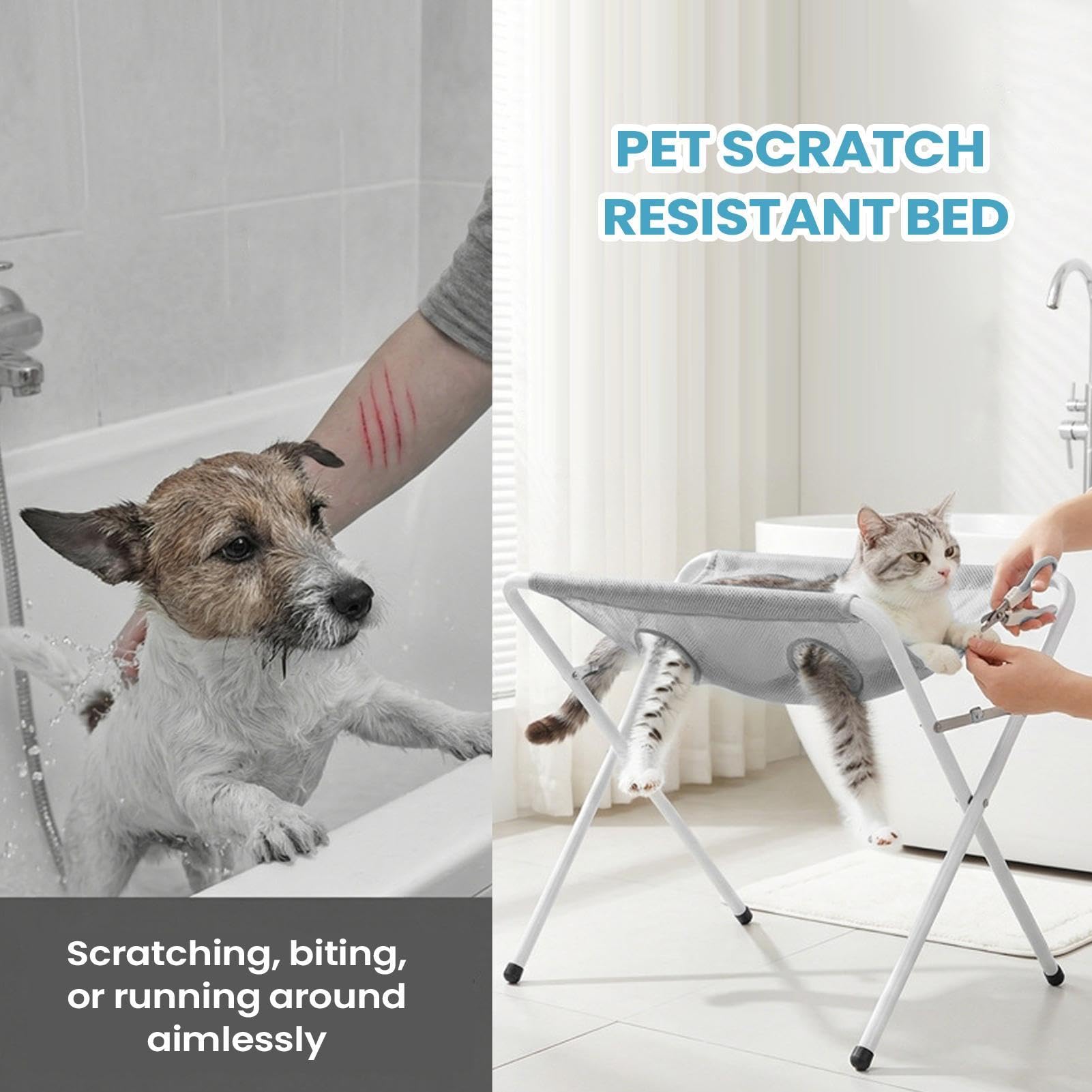 Pet Grooming Station – 60 x 40 x 31 cm 8 slot anti morso telaio imbracatura da bagno strumento di ritenuta di restrizione strumento stabile pulizia gabbia kit | Cat Dog Puppy lavaggio sicuro taglio
