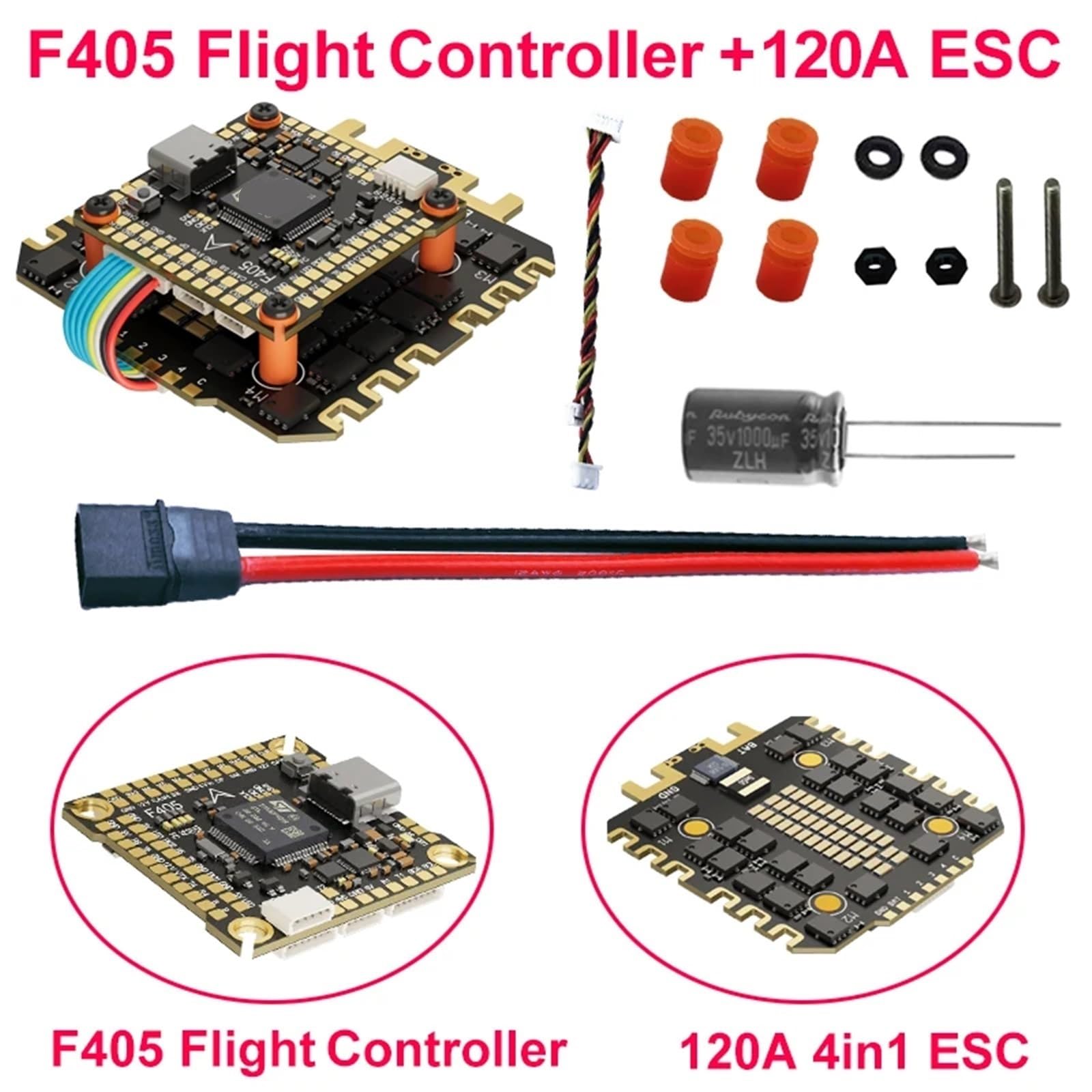 Compatibile con DAKEFPV F405 120A Stack Flight Controller BLHELI_S 4in1 ESC 30,5x30,5mm 3-12S for droni FPV(12S 120A ESC)