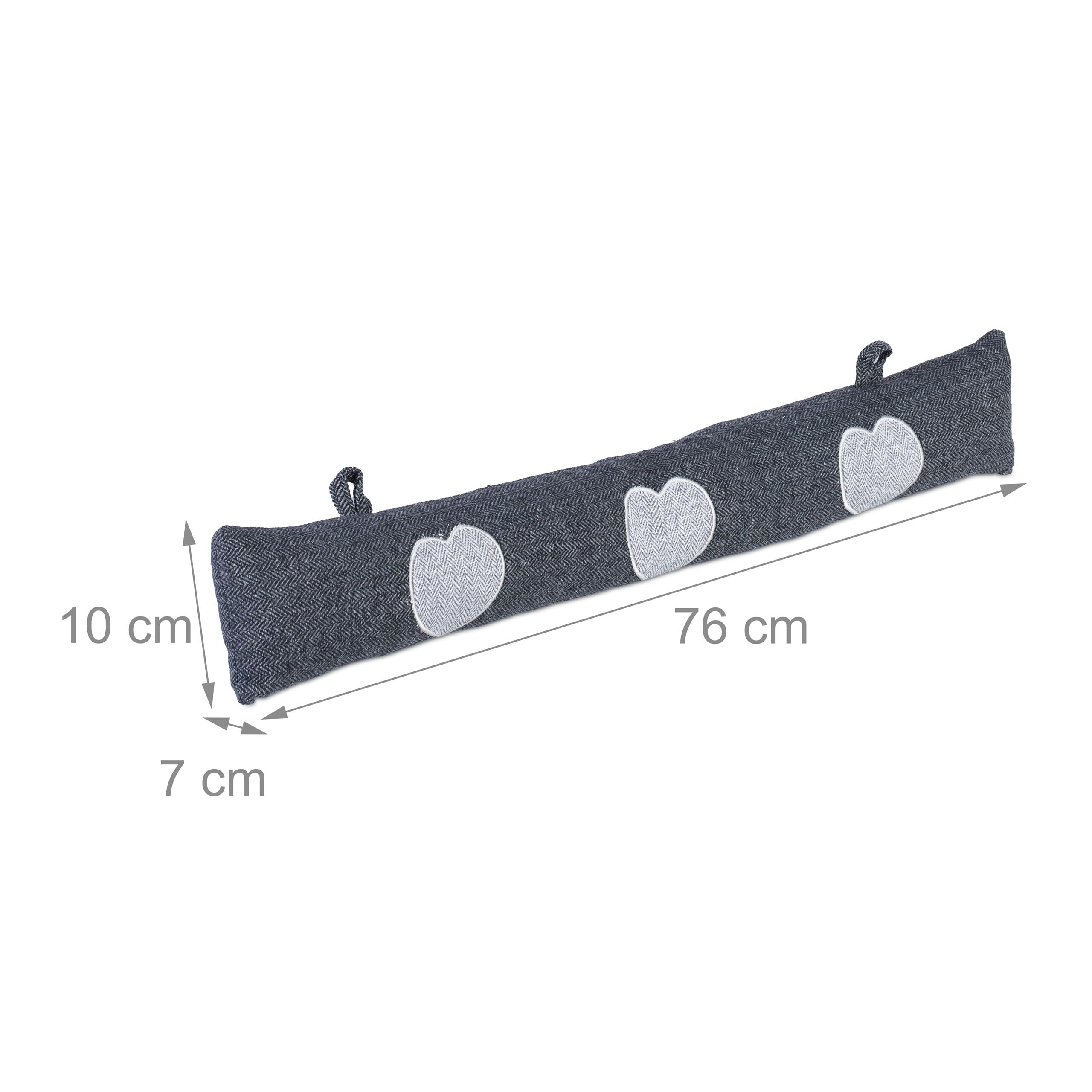 Relaxdays Zugluftstopper Herz - Türschlange Mit Sandfüllung Gegen Kälte, 76 Cm Grau