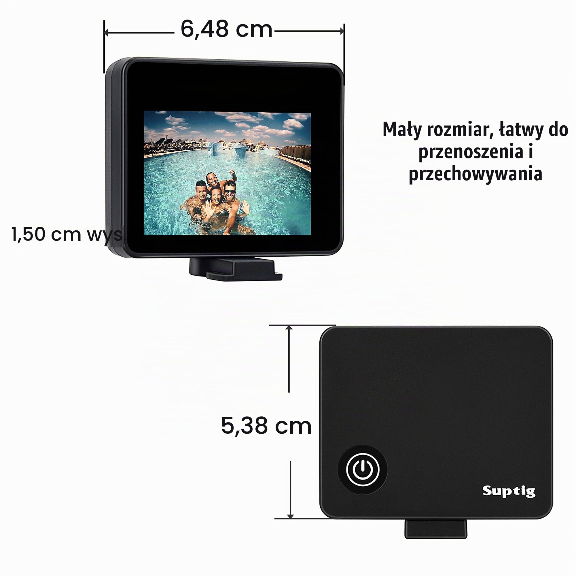 Suptig Ekran LCD do selfie LCD kompatybilny z Gopro Hero 9 Hero 8 Hero 7 Hero 6 Hero 5 Hero 4 3+ 3 AKASO Campark SLR Więcej Action Cam 2,0 cala IP 68 wodoszczelny