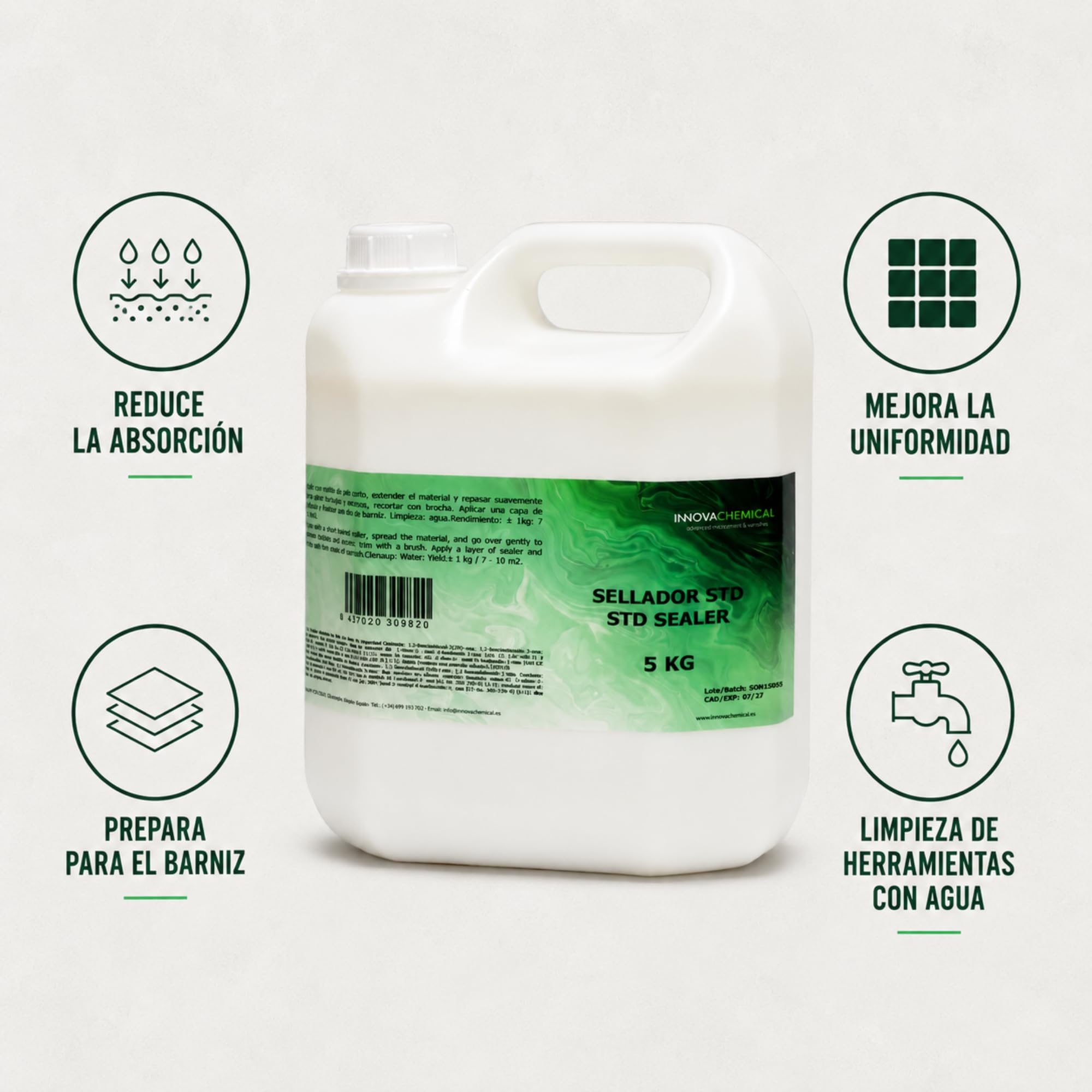 Sellador al Agua 5kg para Microcemento Cemento Mortero y Madera