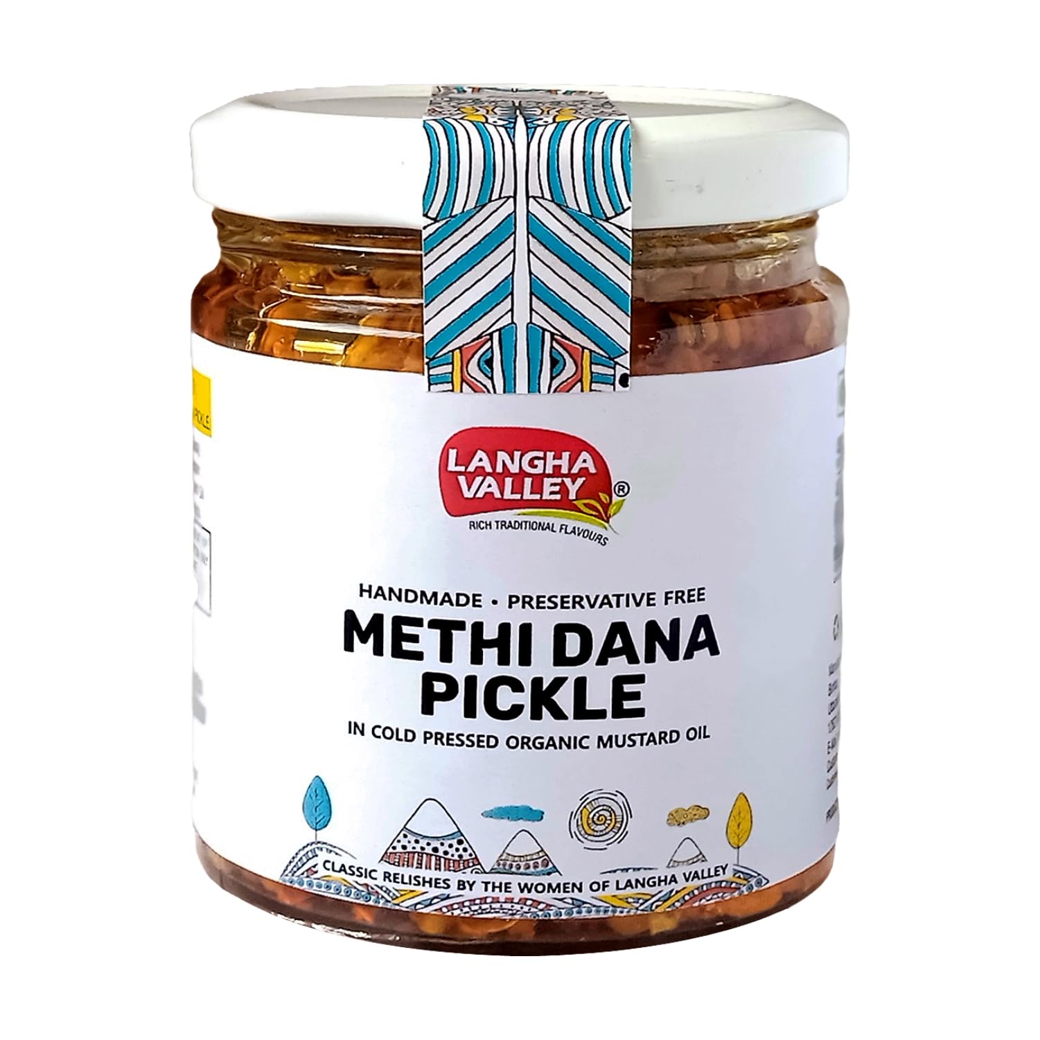 LANGHA VALLEY Homemade Methidana Achar, Fenugreek pickle, Made with Organic Cold-Pressed Mustard Oil, Traditionally Sun Dried & Sun Matured Pickle, No Added Preservatives, Glass Jar - 180 Grams (B085J3KSB6) Amazon Price History, Amazon Price Tracker