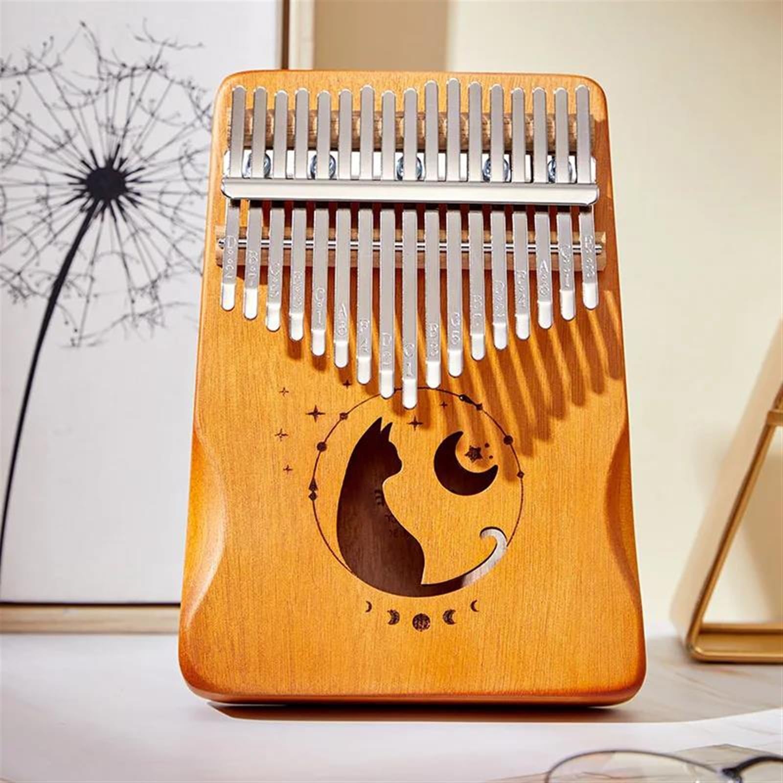 Kalimba Kalimba 17-klawiszowy Profesjonalny Fortepian Kciukowy Z Klawiaturą Z Litego Drewna Fornirowanego Kalimba Fortepian Kciukowy(A)