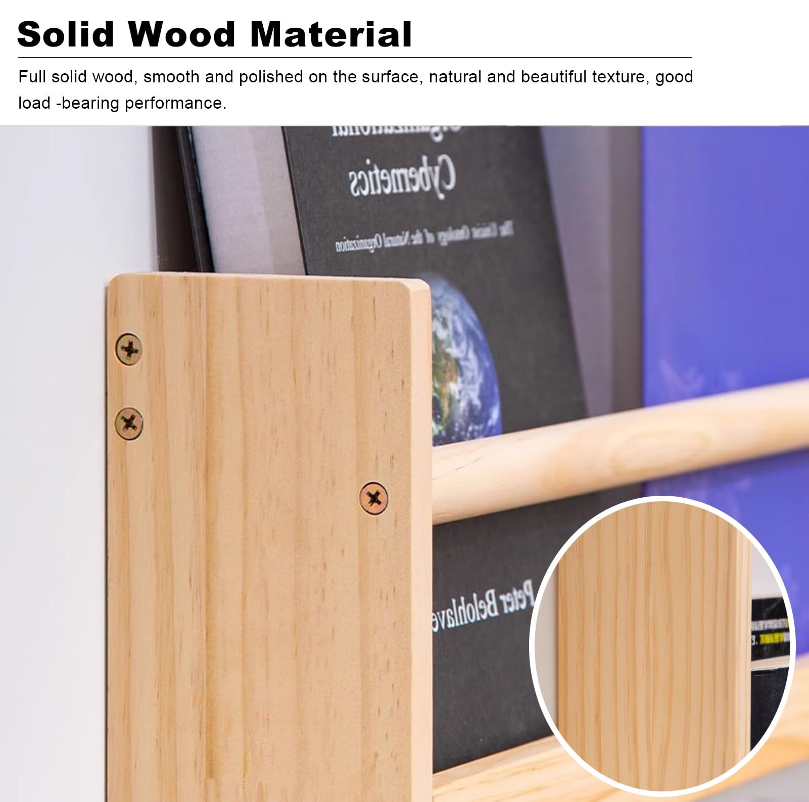MaiBuL LNNW Wandzeitungsständer aus Holz, hängendes Bücherregal im Wohnzimmer, Aktenständer, Broschürenständer, einfach zu montieren Zeitschriften- und Broschürenständer(W-60cm(23 5/8"))