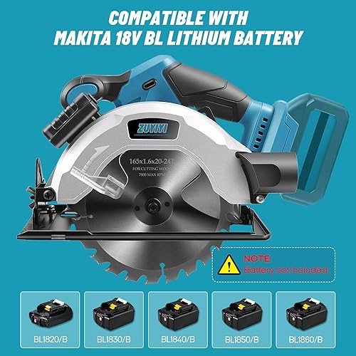 Miniatura 5 de ZUYIYI Sierra circular inalámbrica de 6-12 pulgadas para batería Makita de 18 V (no incluida), sierras circulares eléctricas de 4500 RPM con guía