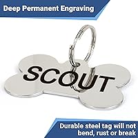 Vista 3 de GoTags Stainless Steel Pet ID Tags, Personalized Dog Tags and Cat Tags, up to 8 Lines of Custom Text, Engraved on Both Sides, in Bone, Round, Heart