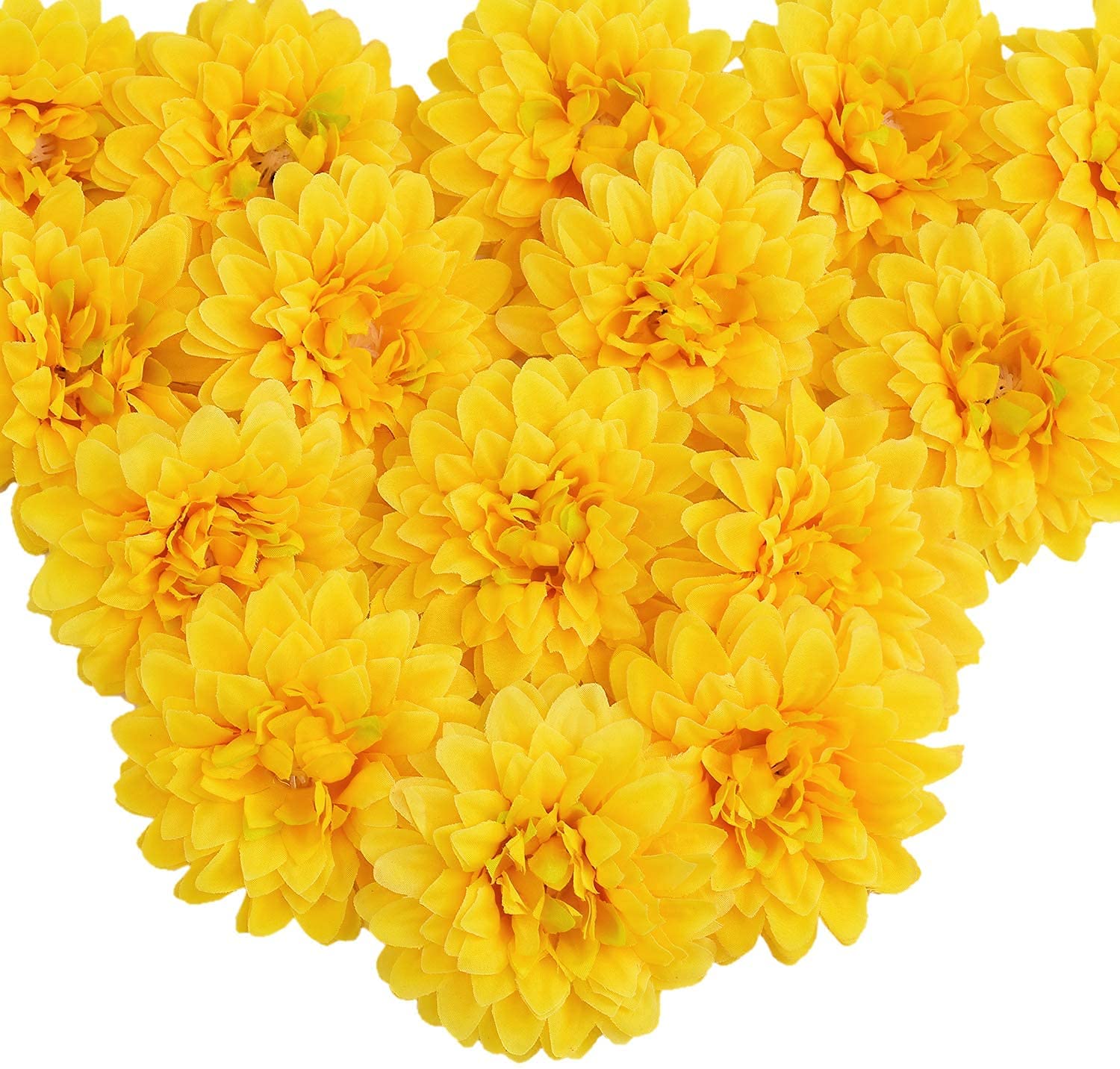 VRCT Marigold Flower (Phool) Silk Carnation Flowers, Carnation Heads with Stems Artificial Chrysanthemum Carnation for Home Decoration, Wedding, Festival and Banquet Decor (Yellow, 15)-image-29