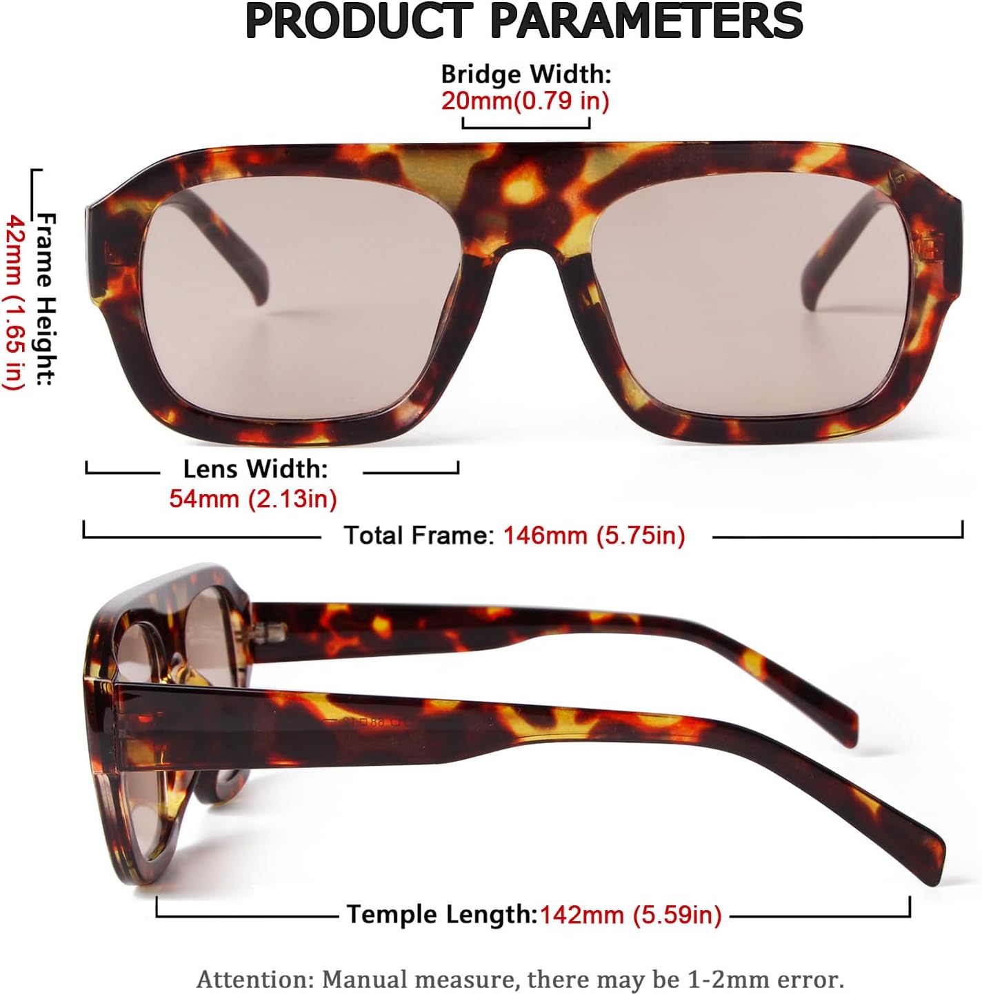 JUDOO Retro 70s Square Aviator Sunglasses for Women Men Tortoise Green Chunky Bridge Sunglasses Thick Frame Vintage Aviators - Image 6