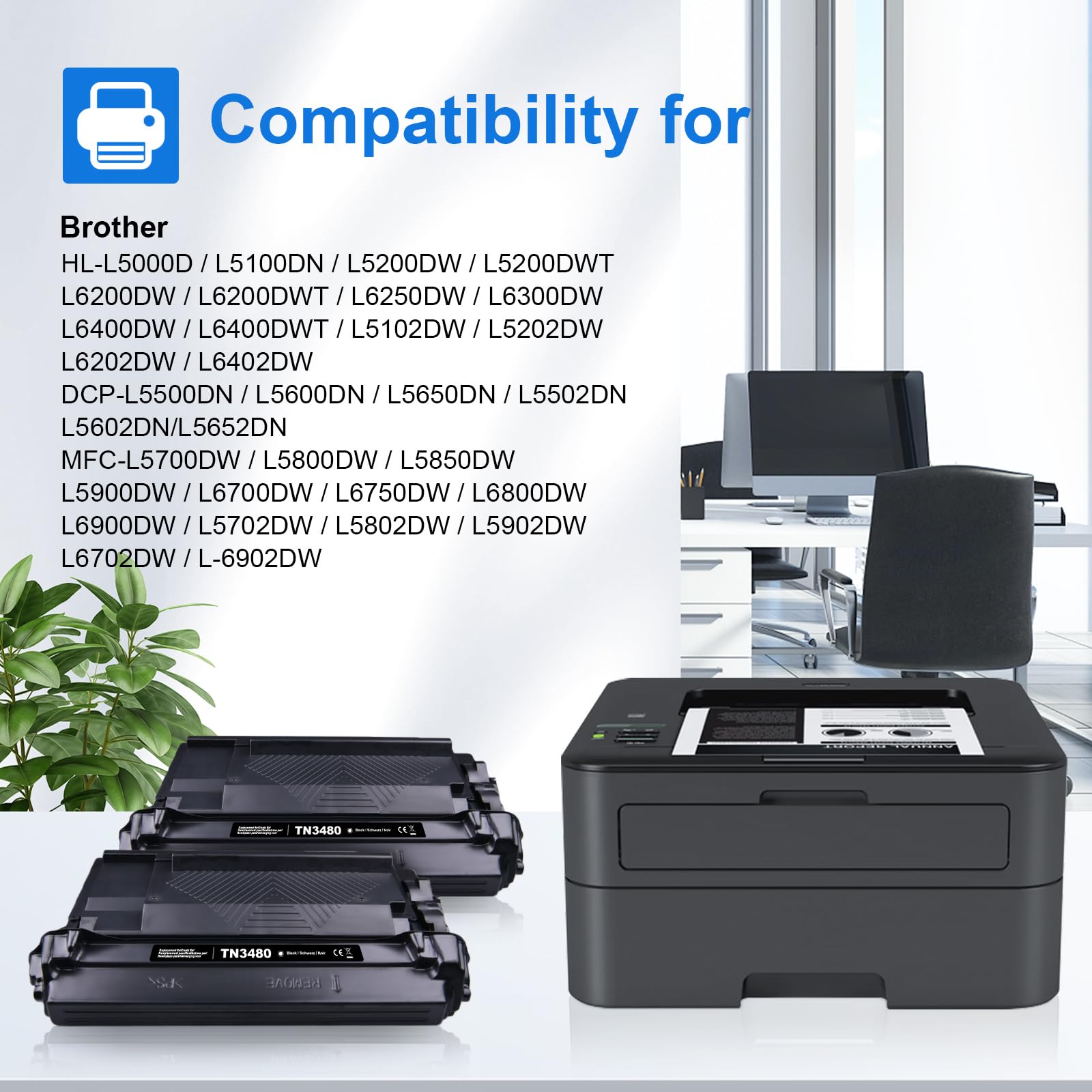 Toner E Tamburo Compatibile Brother TN3480 + DR3400 - 8000 Pagine, Per Stampanti HL/L Series - Foto 3