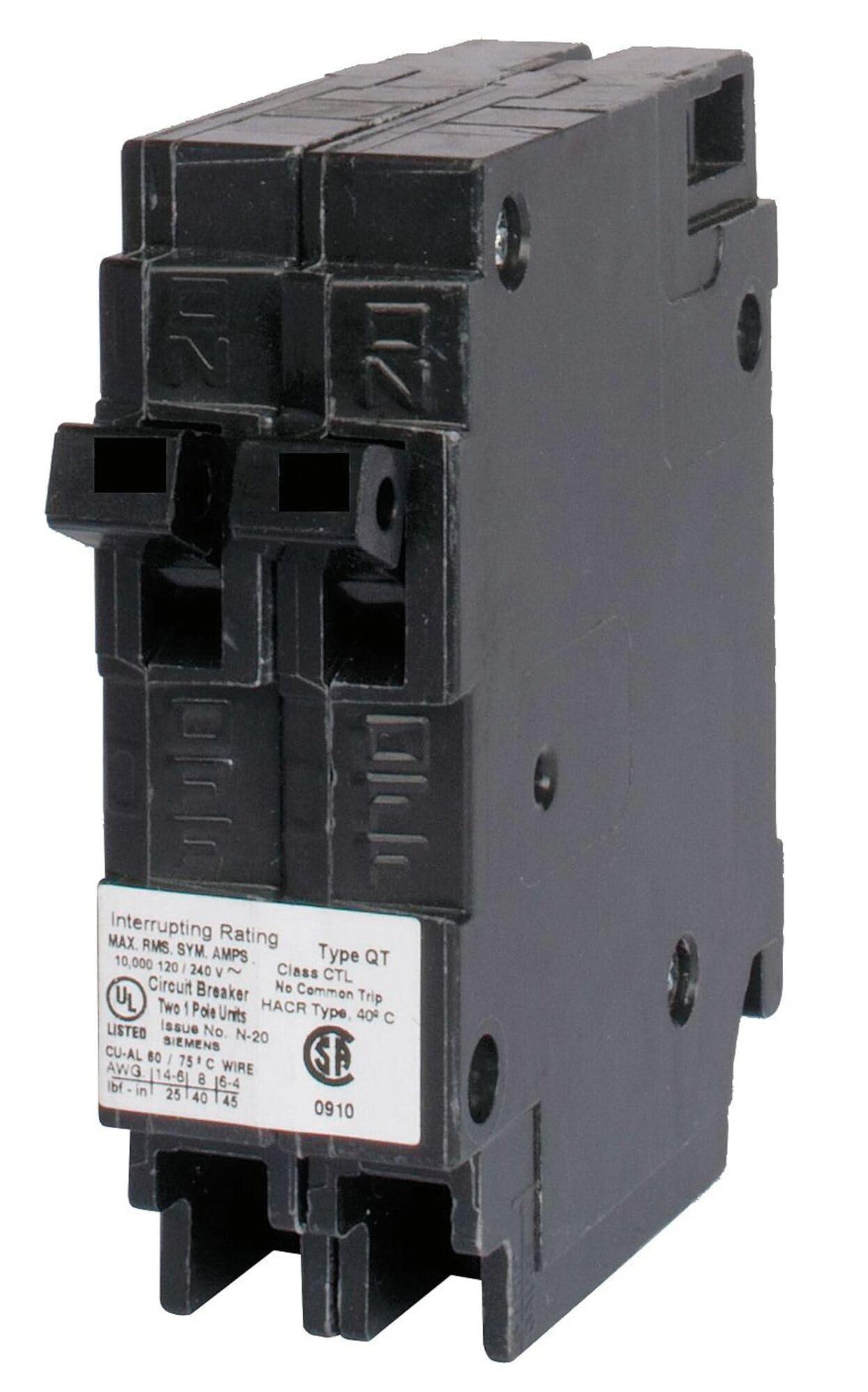 Siemens Q1515NC Two 15-Amp Single Pole 120-Volt Non-Current Limiting Circuit Breaker by Siemens