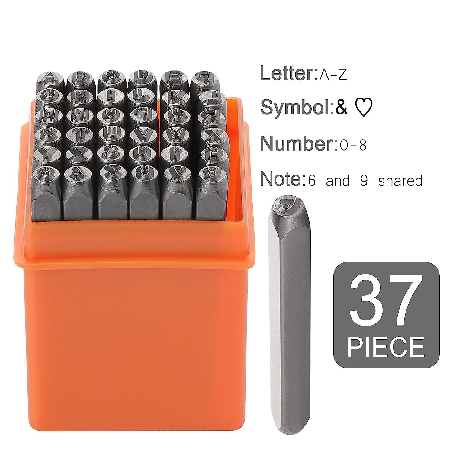 Exbrith 37 Pieces Number Punch Set 3 mm, Set of Perforated Letters, Alphabet A-Z, Number 0-9, Metal Letter Punch - Image 3