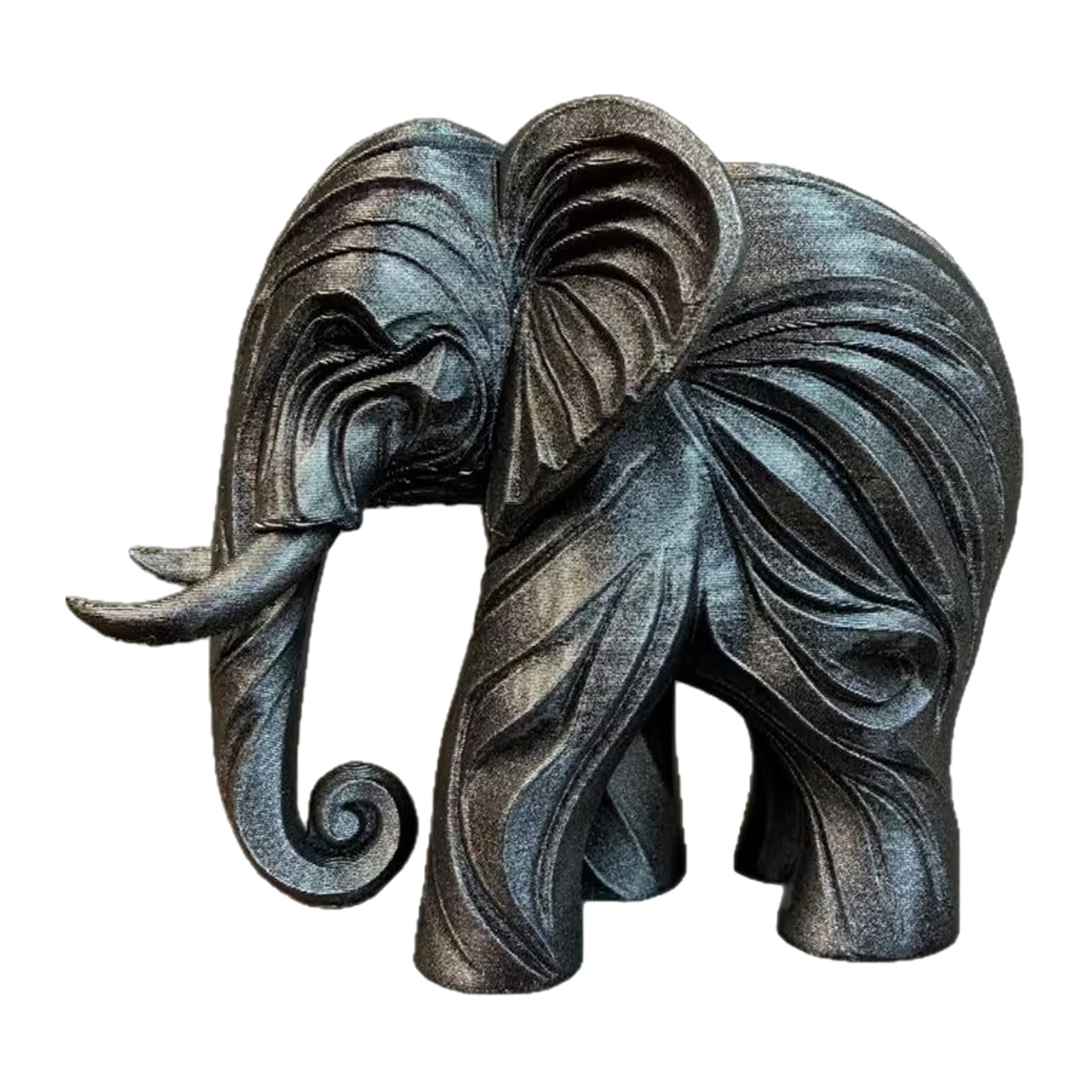 RetroNest 3D Printed Elephant Figurine, Modern Abstract Elephant Statue for Home Decor, Unique Desktop Ornament Sculpture, Durable PLA Art Piece for Shelf, 9.5cm Grey