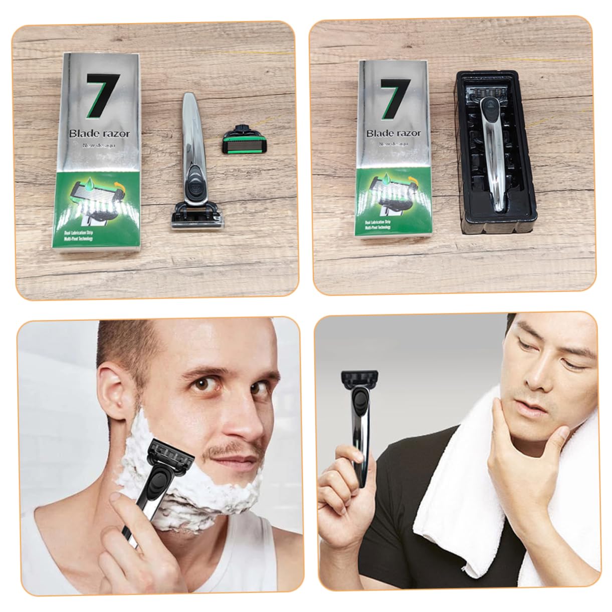 FRCOLOR 1 Set Stainless Steel Safety Razor for Men Interchangeable Blades Precision Shaving Tool for Grooming Needs Sleek Finish for Professional Look