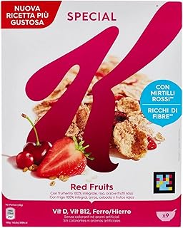 Special K Red Fruits, Fiocchi di Riso Fruits rouges céréales flocons de riz blé et orge avec des vitamines et des minéraux, 3x 290g Céréale + Italian Gourmet polpa 400g