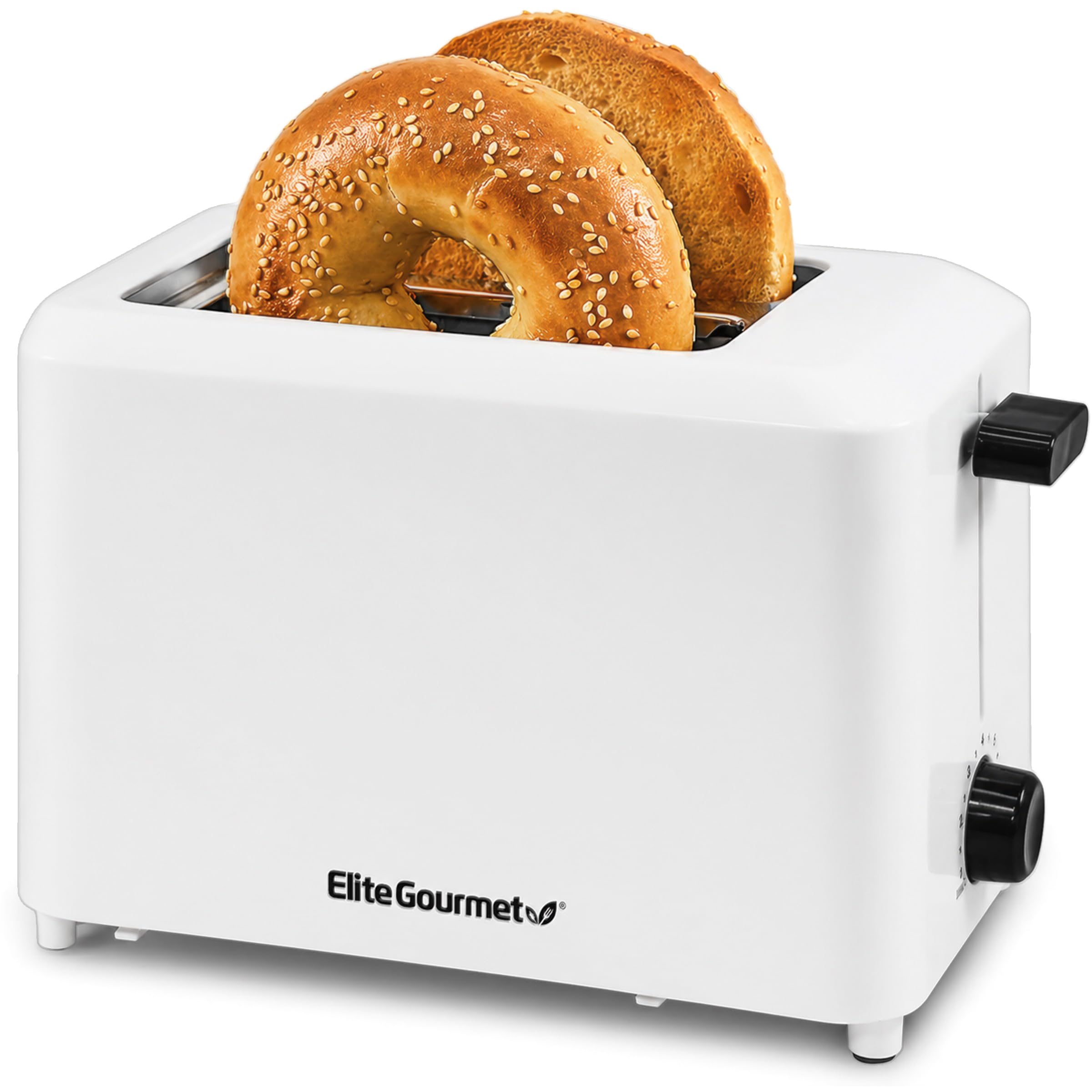 Elite Cuisine ECT-1027 Cool Touch Toaster with Extra Wide 1.25" Slots for Bagels and Specialty Breads, 2 Slices, White-image-6