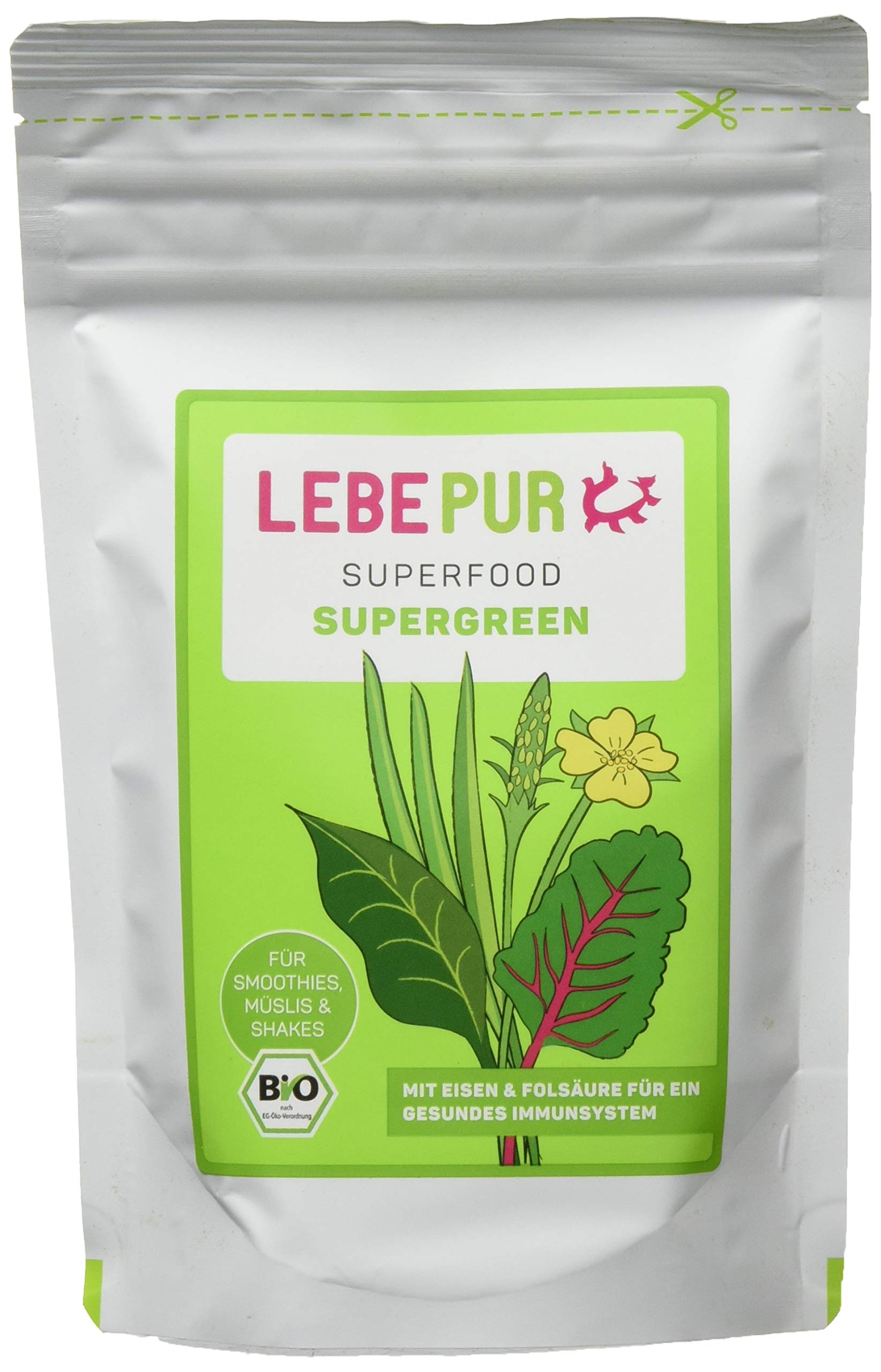 Lebepur Smoothiepulver Supergreen - 6 Standbeutel à, 600 g