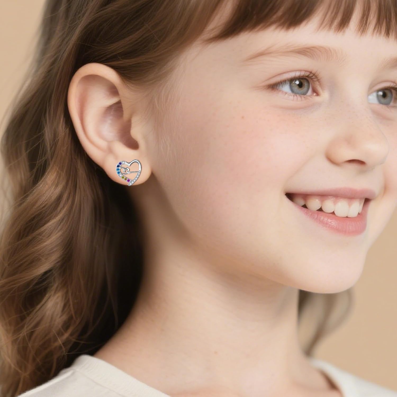 Gymnastics Gifts,Sterling Silver Stud Earrings for Teens Women,Colorful Cubic Zirconia Sport Earrings,Hypoallergenic Lightweight Rainbow Ballet Dance Earring,Gifts for Daughter Granddaughter - Image 2