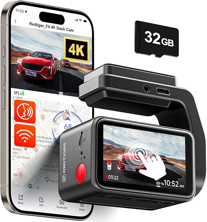 37% Off REDTIGER F4 4K Dash Cam with GPS & WiFi