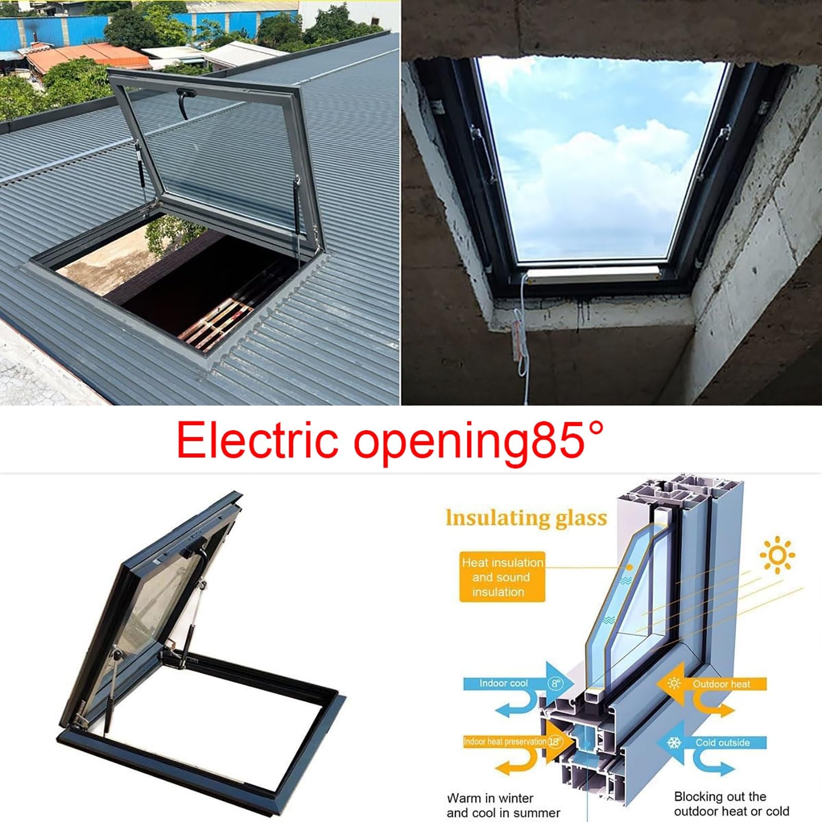 Aluminiowy luk dachowy świetlika, 80 x 50 cm, drzwi wejściowe z hartowanymi drzwiami do piwnic i dachów, odporne na warunki atmosferyczne, bezpieczne, łatwe w instalacji