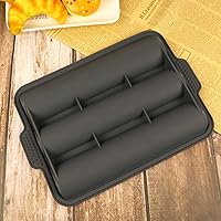 Vista 8 de Hemoton Molde de silicona para baguette, bandeja de pan francés, forma de pan, molde para hornear pan, molde para subrollo, tostado, negro, 13.6 x