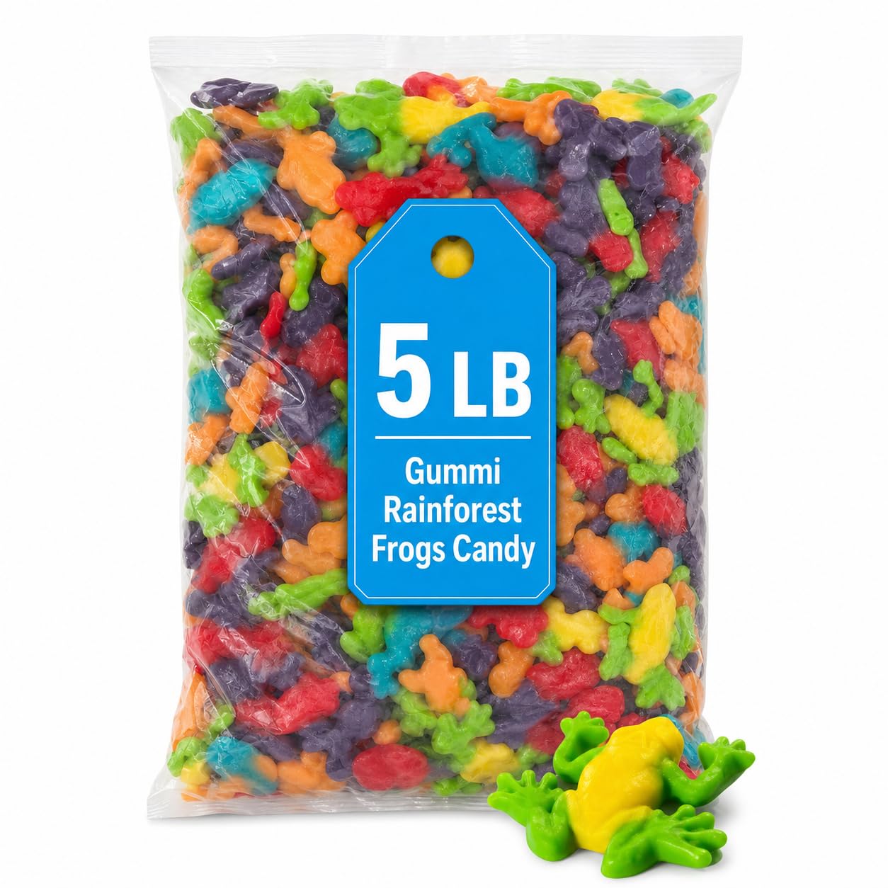 Gummi Rainforest Frogs Candy, Fruit Flavored Soft Chewy Gummies, 5 lb Bag