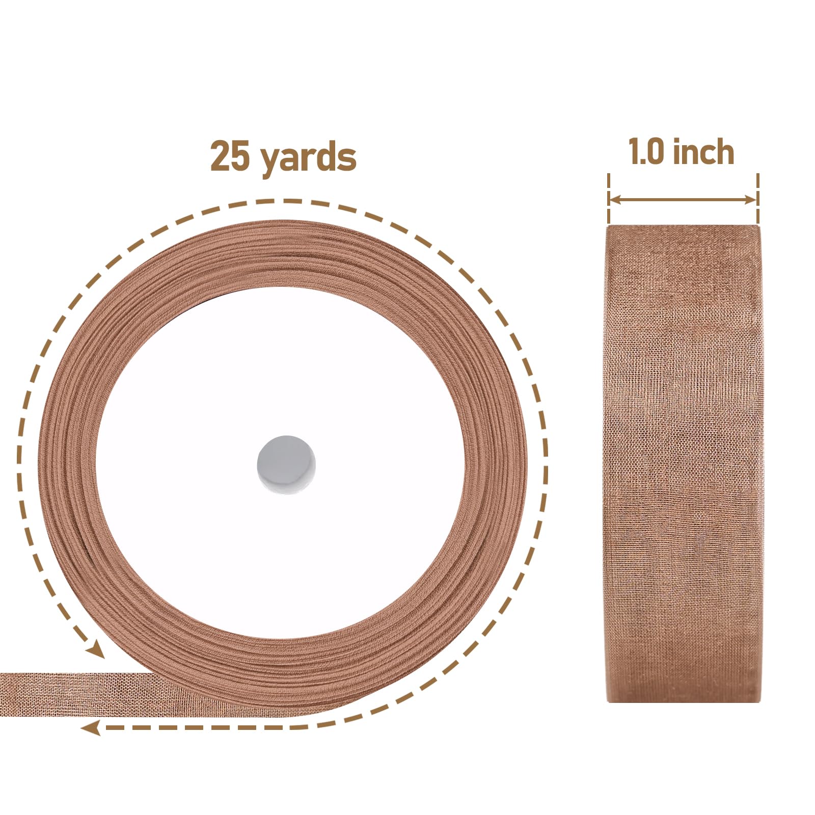 Showin 5 rolek wstążki z organzy, 2,5 cm x 25 m, każda rolka, przezroczysta wstążka szyfonowa, przezroczysta wstążka do pakowania prezentów, bukietu, dekoracji ślubnych, imprezowych