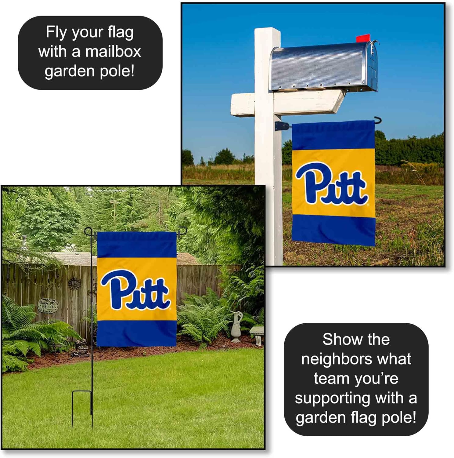 College Flags & Banners Co. Pittsburgh Panthers Royal Blue Garden Banner Flag - Image 4