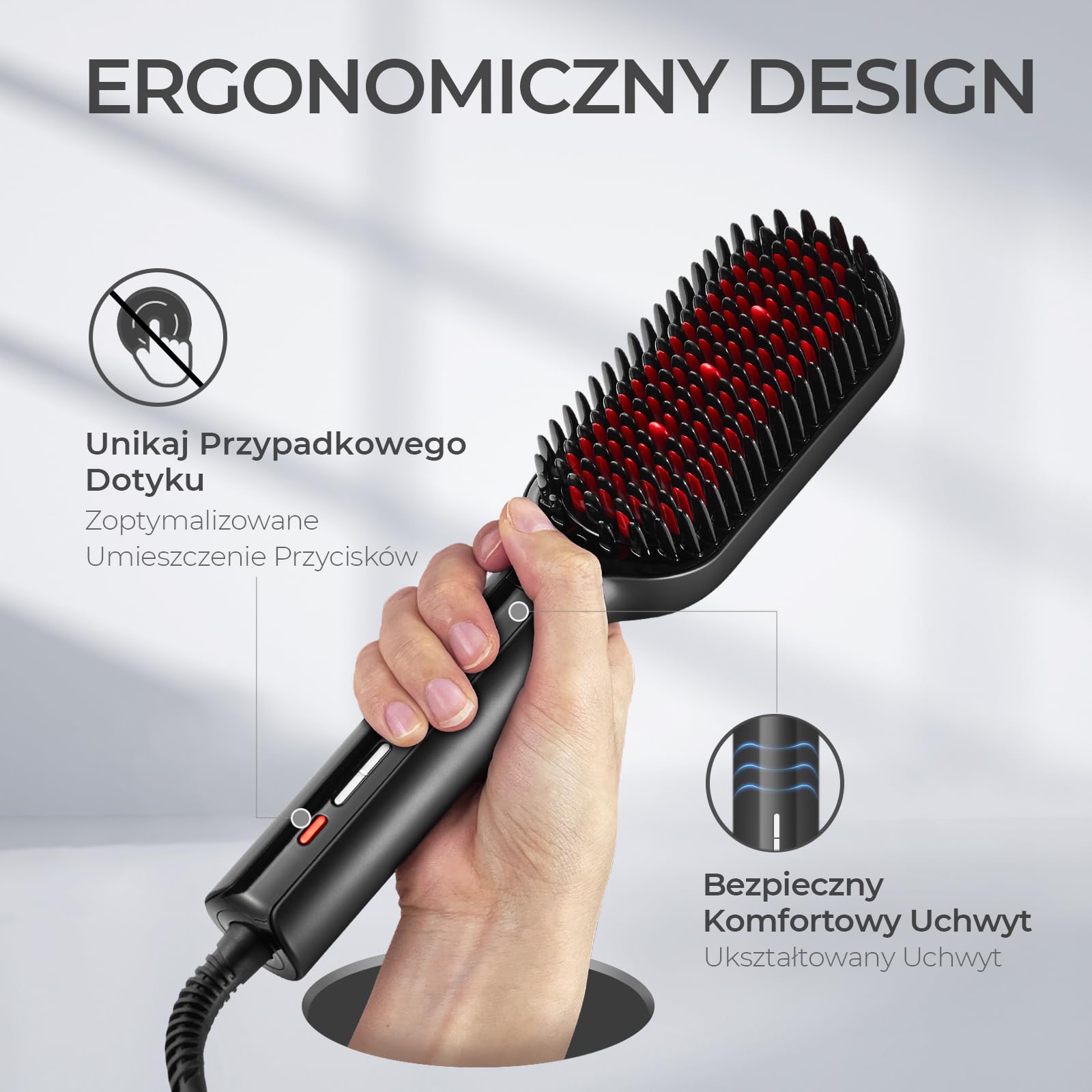 TYMO Ionic Plus Szczotka do Prostowania Włosów, Profesjonalna Prostownica, Szybka Stylizacja, 16 Temperatur, 80-230 ℃, Wyświetlacz LCD, Podwójne Napięcie, Szybkie Nagrzewanie, Zapobiega Oparzeniom