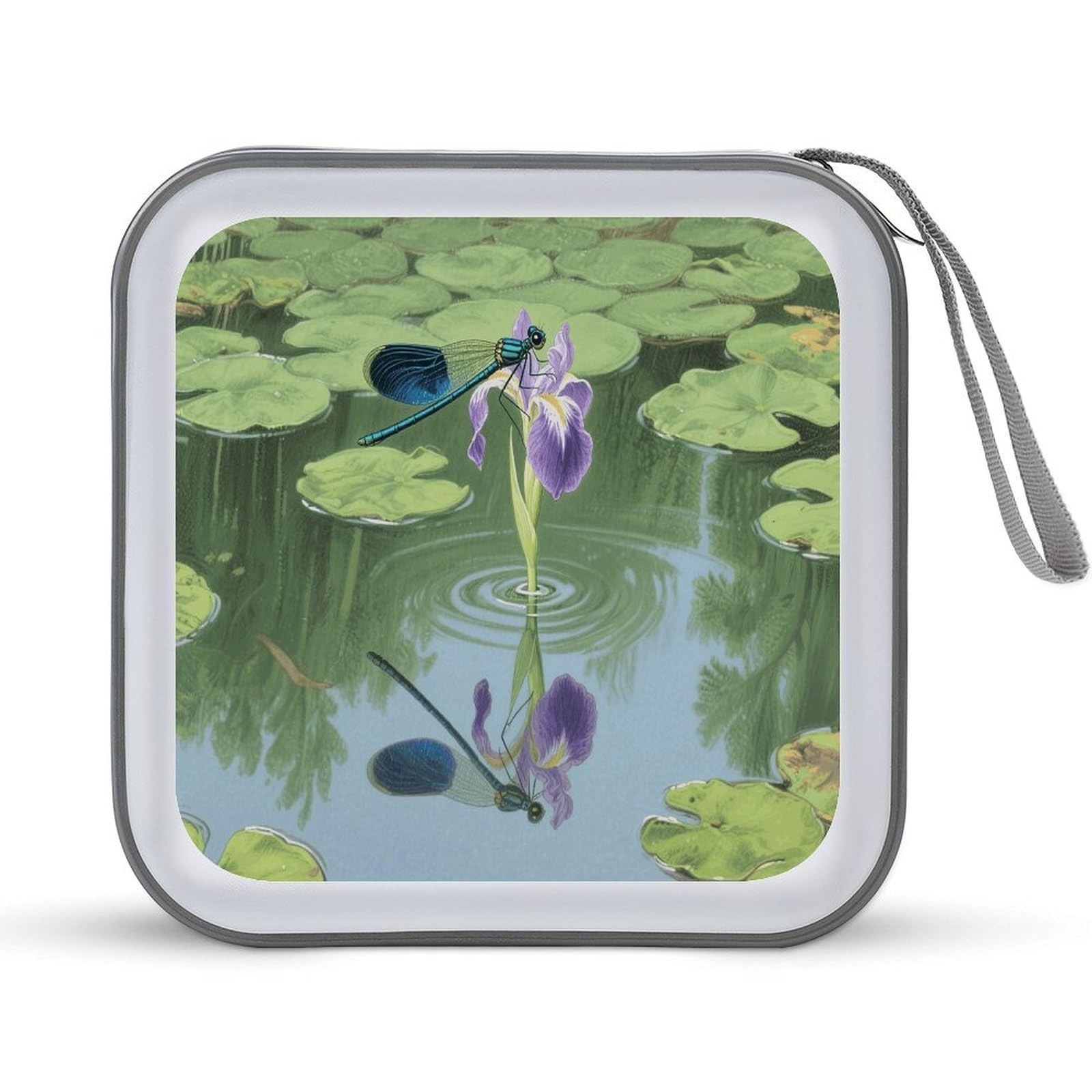 VstaDank Dragonflies DVD Case With Zipper Portable CD Case Hardshell DVD VCD Binder Storage Box EVA Protective Blu-ray Wallet 40 Capacity CD Wallet Movie Music Media Disc Wallets