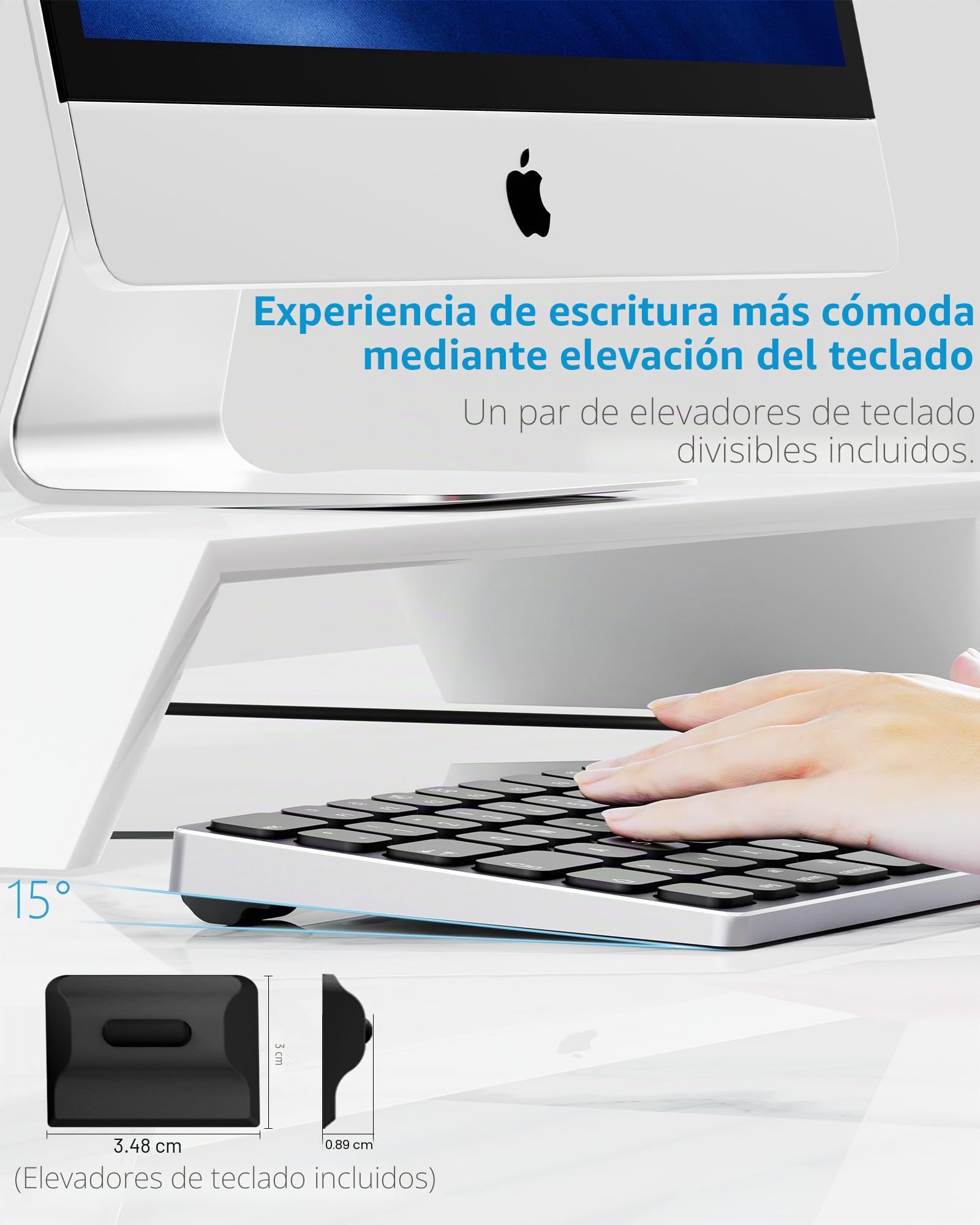Teclado con cable de aluminio para Apple Mac OS: puerto USB/USB-C, Plug and Play, completo, delgado y duradero con teclado numérico para iMac, Mac mini o MacBook, color gris