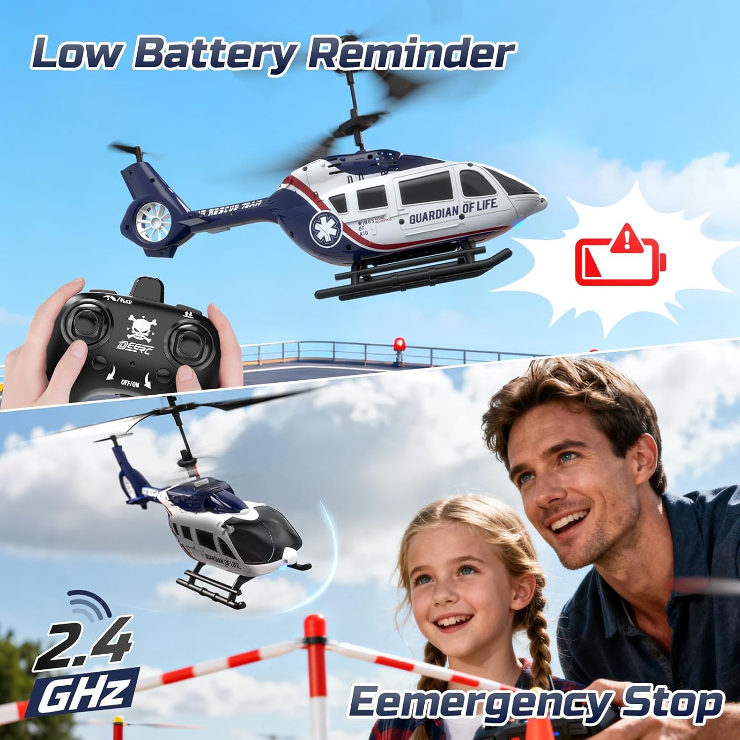 Jack Royal Remote Control Helicopter, Rescue RC Helicopter Toy with LED Lights, Batteries, Altitude Hold & 2.4GHz Stable Control, Realistic Rescue Design, Ideal Gift for Kids and Adults (City Rescue) 4