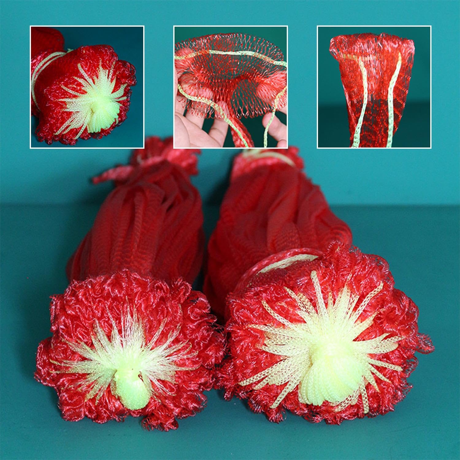 50 Sacchetti Rete Per Frutta In Plastica Rossa - 35 Cm, Per Appendere E Conservare Frutta - Foto 12