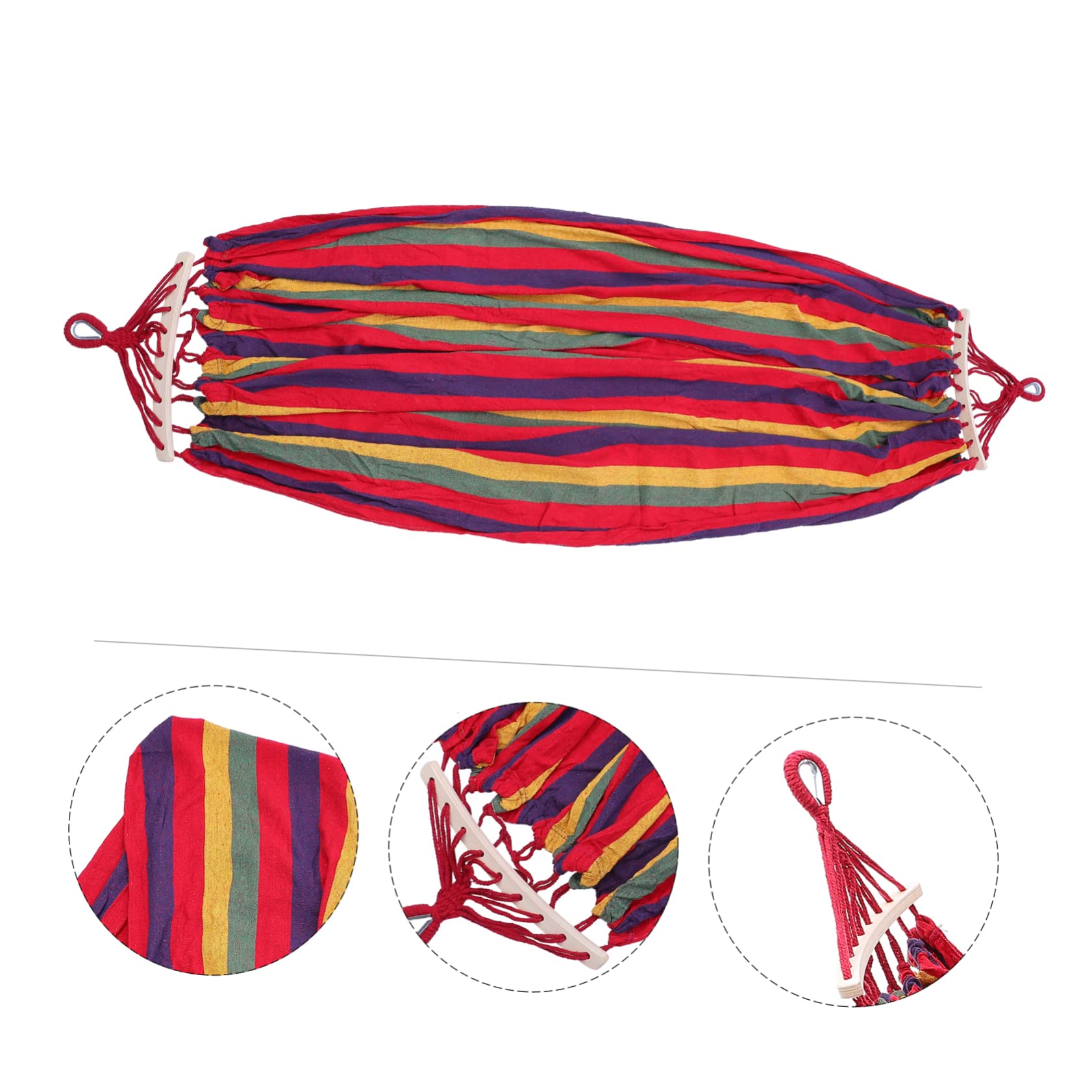 Hamac Double de Camping Rayé en Toile Bois, Portable