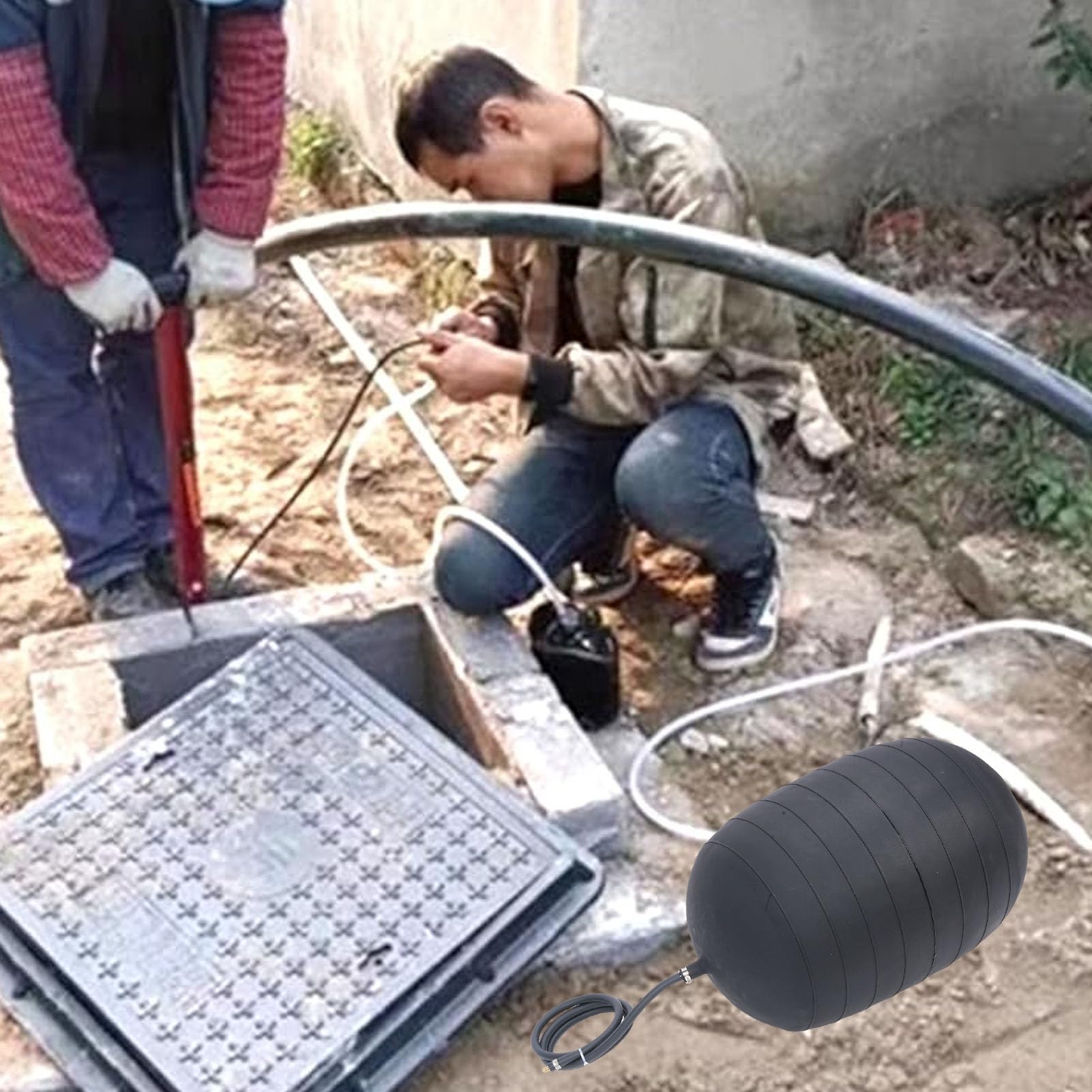 Tapón de Prueba de Presión de Tubería Tapón de Tubería Inflable de PVC de 16,5 a 20,5 Pulgadas Sello Hermético para Detección de Fugas de Drenaje Pruebas de Alcantarillado y Sellado Temporal