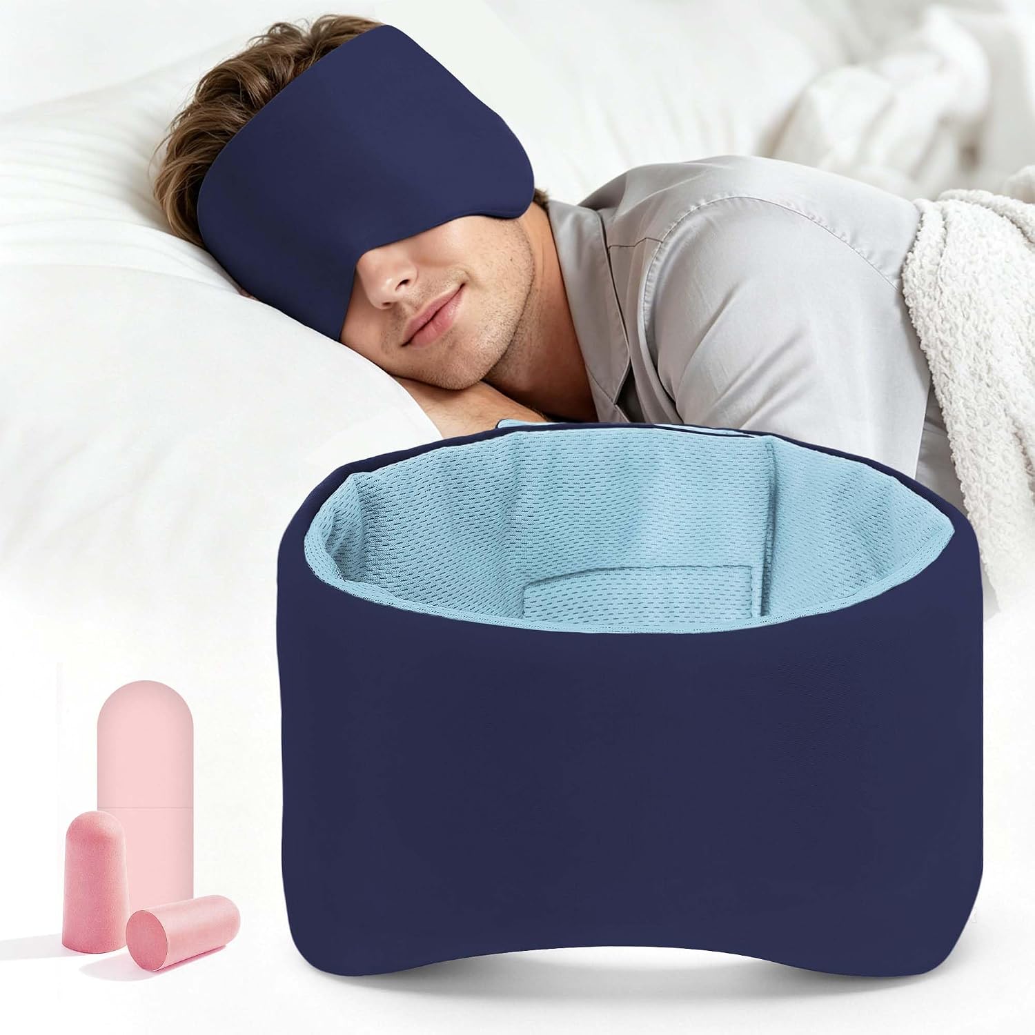 Weighted Sleep Mask for Women Men, Eye Mask for Sleeping with Ear Cover