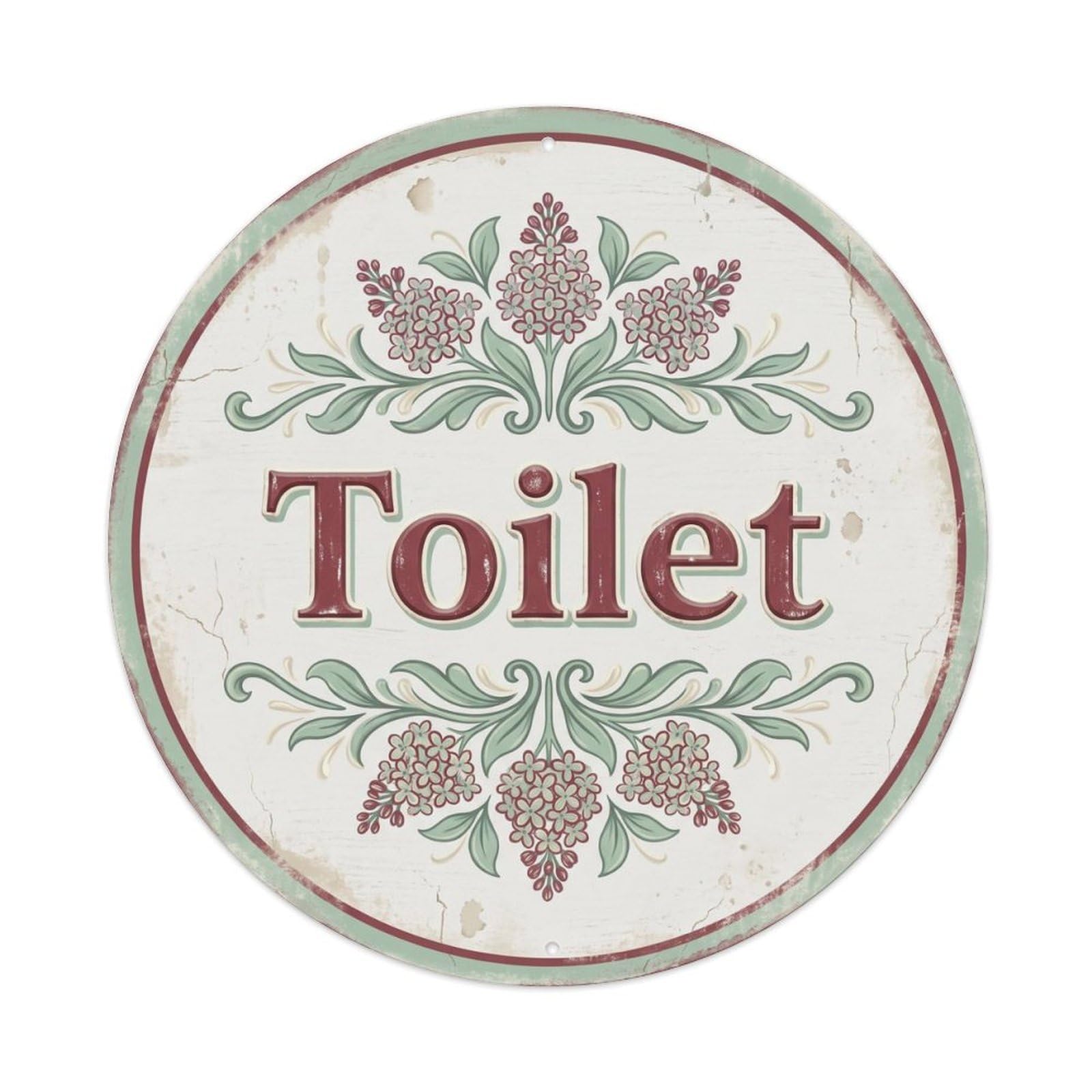 Okahys 8X8inch(20X20cm) Toilet(Wc) Signage Lilac Flowers Vintage Metal Tin Sign
