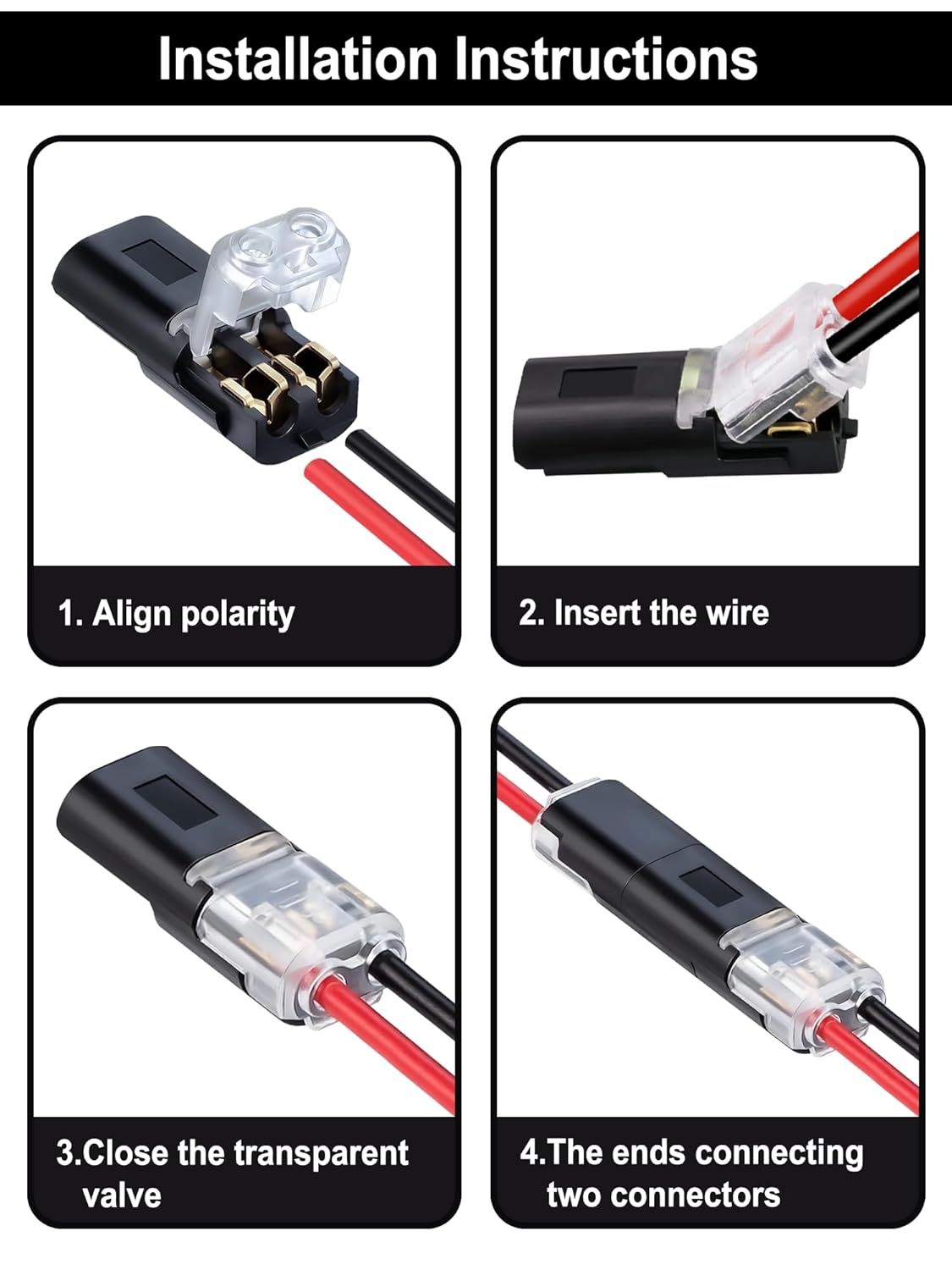 30 PCS Double-Wire Plug-in Connector, 2-Pin Low Voltage Wire Connectors with Locking Buckle for LED Light Strip, No Wire Stripping Cutting Solderless Quick Connect Compact Plugs
