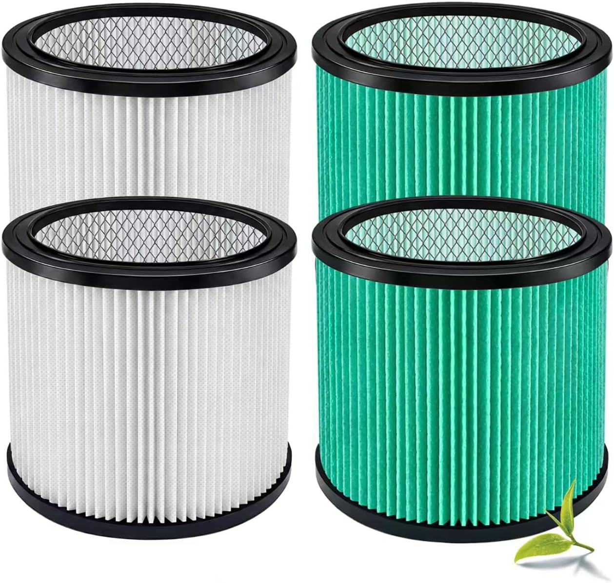 Universal 90340 Filters Compatible with Shop Vac 4-16 Gallon/Vacmaster 5-20 Gallon Wet Dry Vacuums, Replaces 90304, 90350, 90333, 9030400 with 4* Foam Sleeve-2 Pack