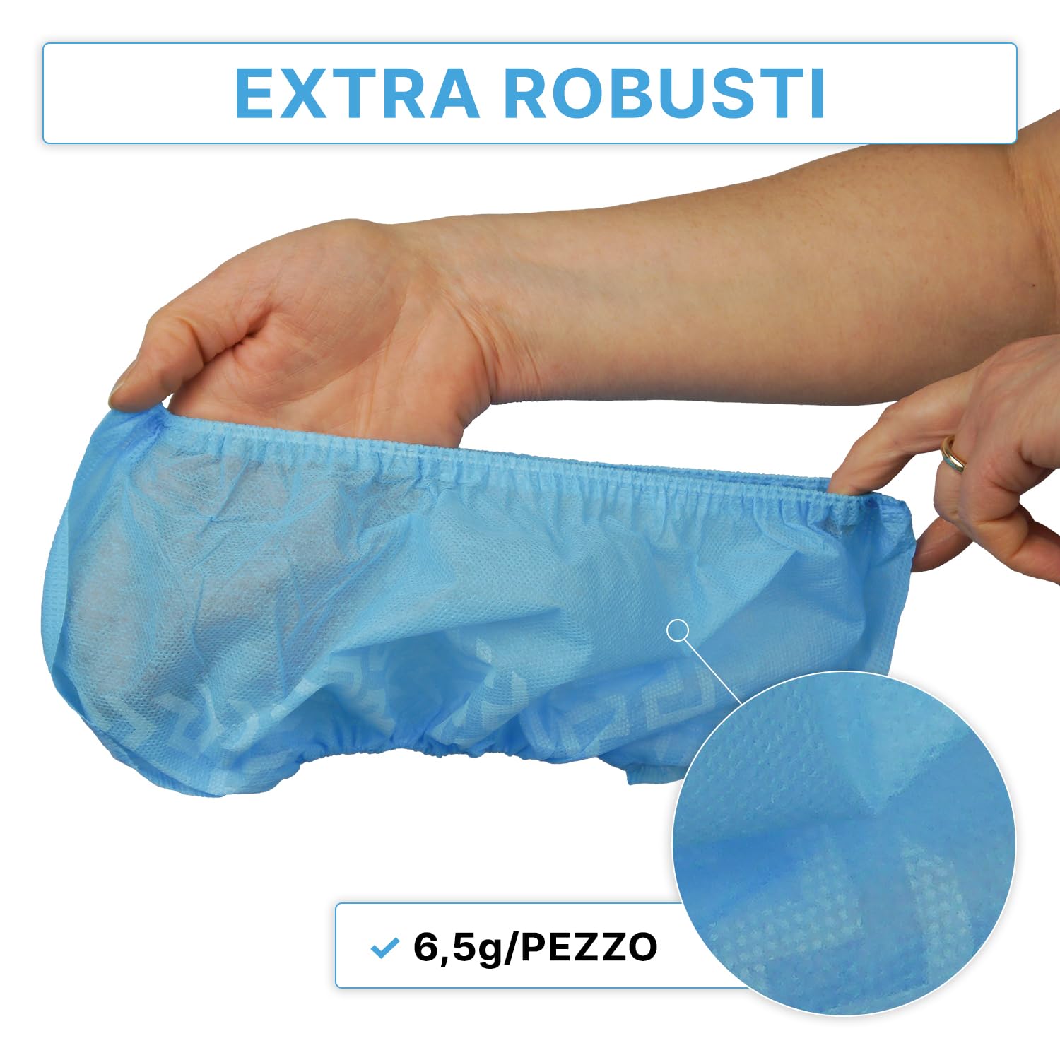 1000x ARNOMED copriscarpe monouso in PP monouso, salva scarpe blu con suola antiscivolo, copriscarpe antiscivolo, copriscarpe fino alla taglia 47, dimensioni: 17x40cm, sovrascarpe per cantiere