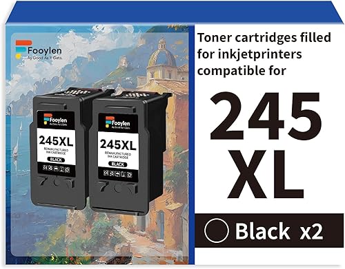 Fooylen 245XL PG245XL - Cartucho de tinta negro de repuesto para Canon 245 PG-245 XL Cartuchos de tinta compatibles con PIXMA TS202 TS302 MG2520