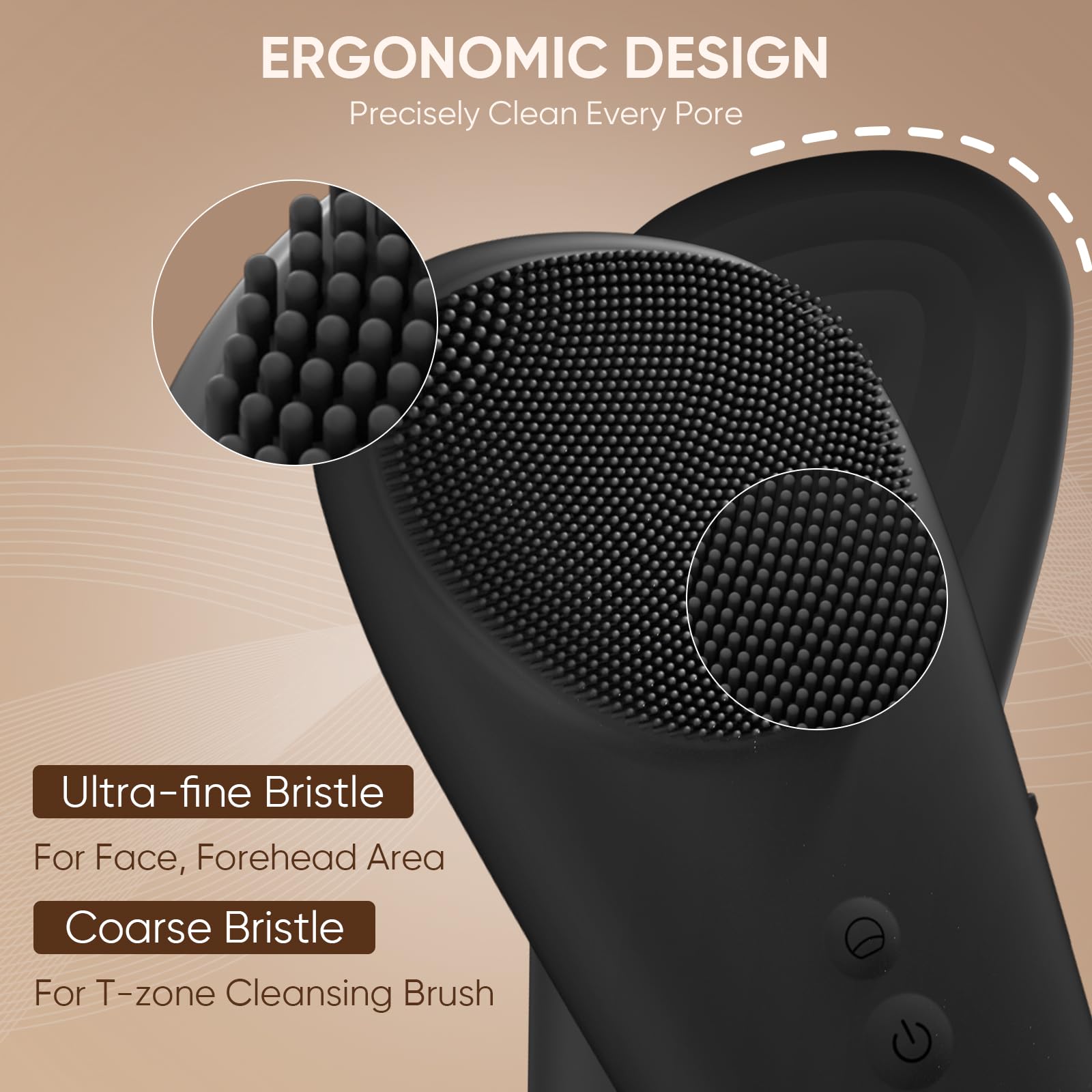Cepillo de limpieza facial 2 en 1 y limpiador de piel, cepillo facial con 7 modos, cepillo de limpieza sónico impermeable para limpieza profunda, exfoliación suave y masaje, para todo tipo de piel