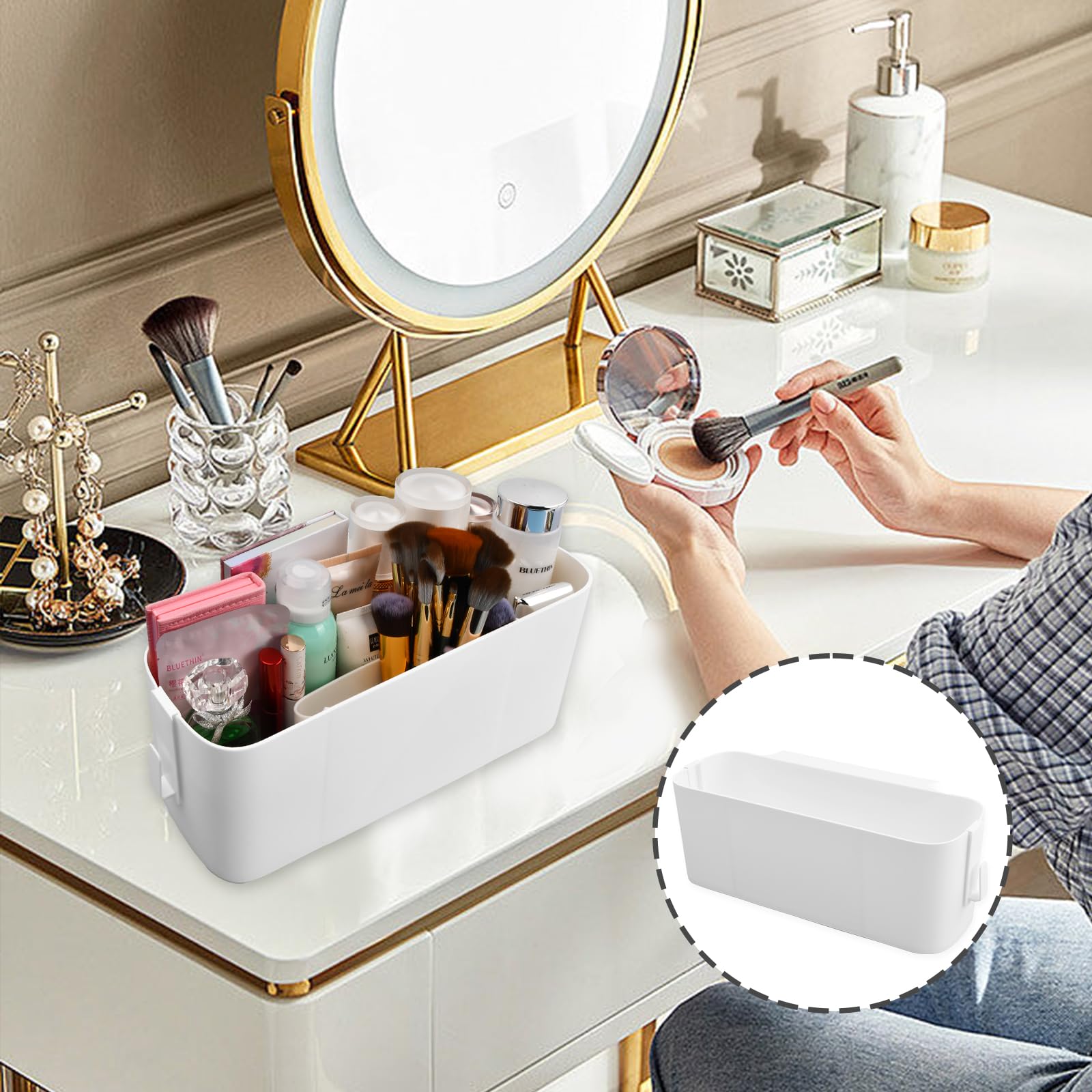 Metall Hänge Organizer Für Bett - Schwarzer Aufbewahrungskorb Mit Haken - Platzsparend Für Nachttisch