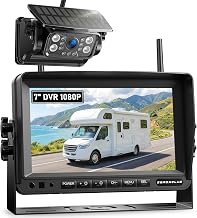 Magnetic Solar Wireless Backup Camera System, HD 1080P 7" Monitor with Rear View Camera for RV/Trailer/Fifth Wheels/Camper, Night Vision, Portable Rechargeable Battery, Loop Recording-ZEROXCLUB BS701