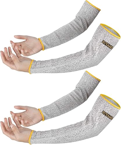 2 pares de mangas de protección para brazos, mangas resistentes a cortes de nivel 5, protectores de brazo de seguridad resistentes a los cortes