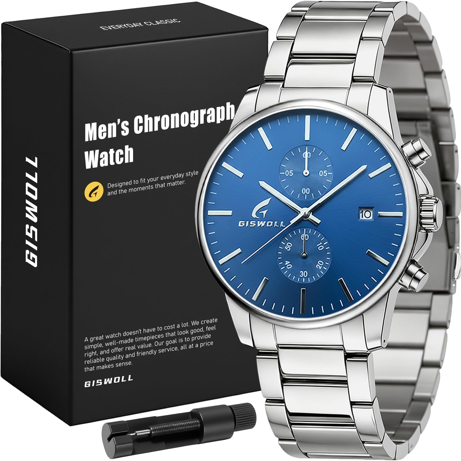 Stylish Stainless Steel Chronograph Watches for Men with a Hefty, Solid-Build Feel  Waterproof Quartz Mens Watches with Auto Date & Second Subdials, Cool Gadgets Stocking Stuffers for Men