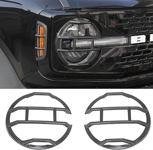 Protectores de Faros Delanteros Recortes para Ford Bronco 4 Puertas 2021-2024 Kit de Accesorios de Protección de Faros Externos (Aspecto de Fibra de
